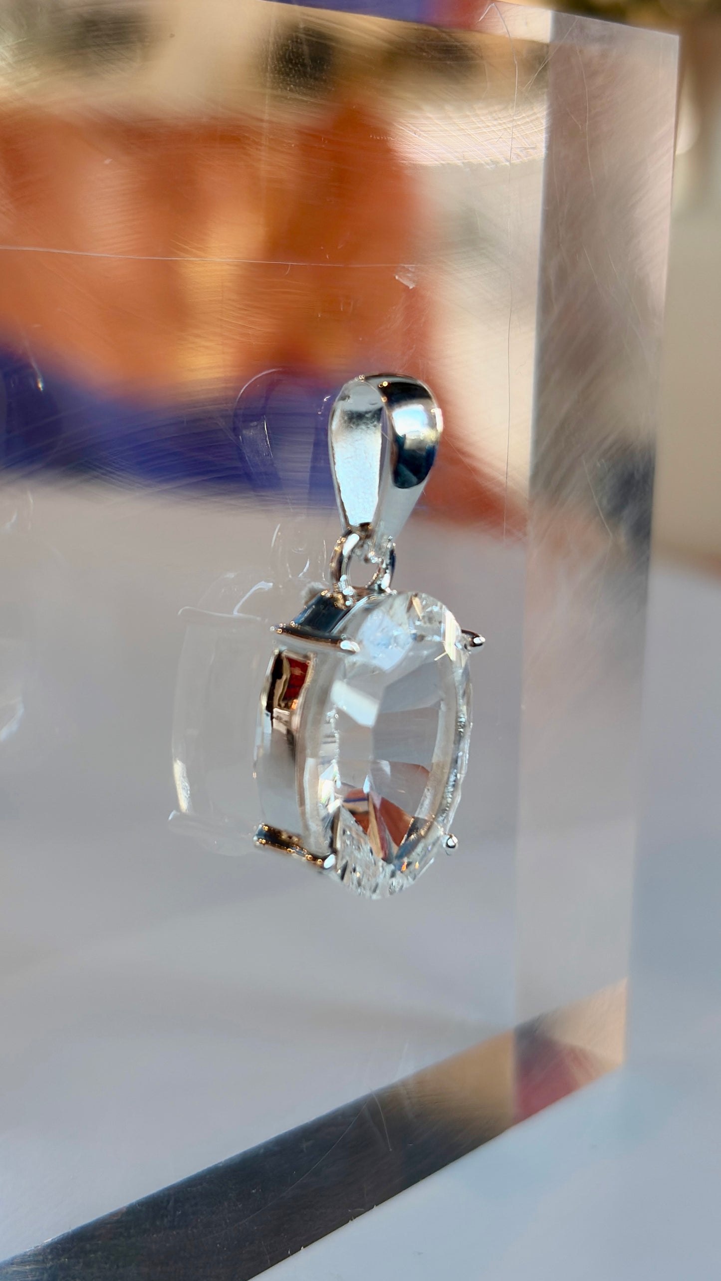 Faceted Clear Quartz Necklace Pendant