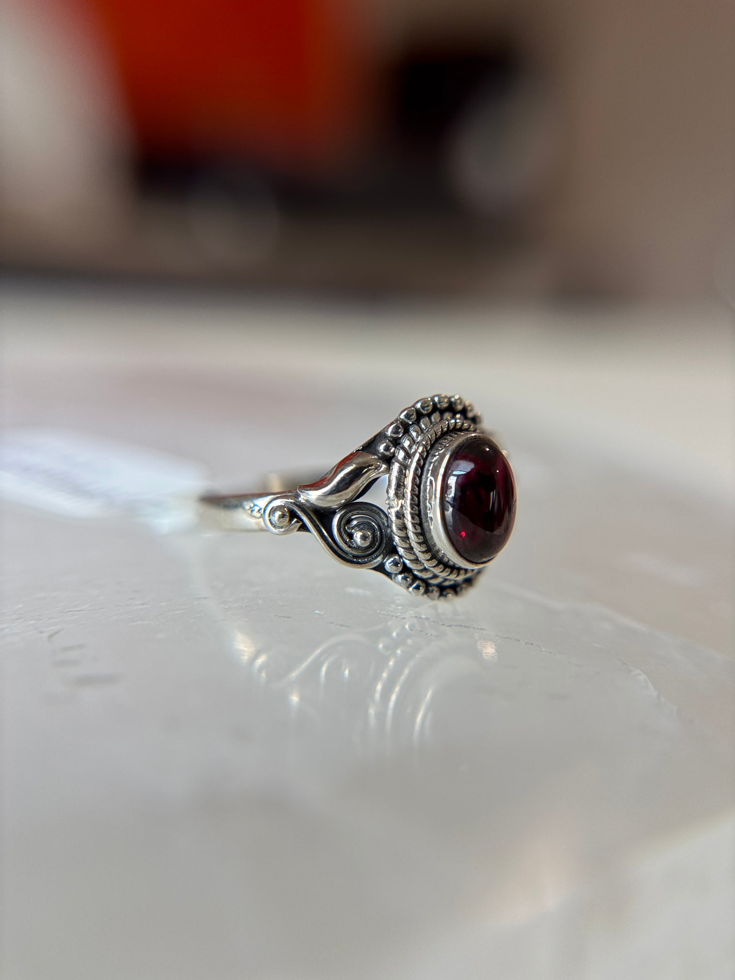 Garnet Ring Size 5 Sterling Silver