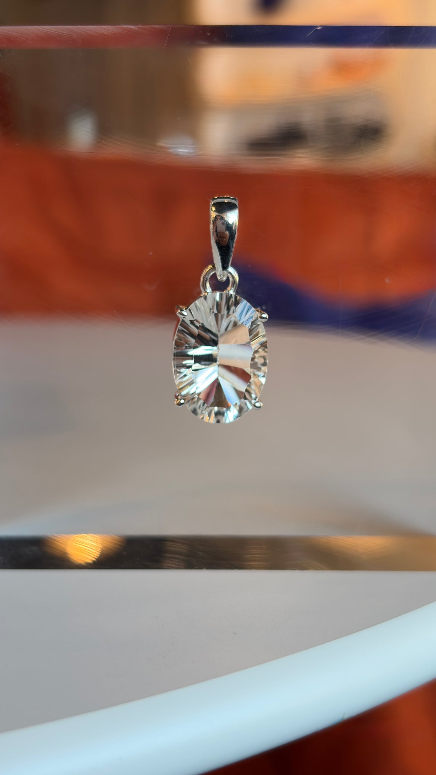 Faceted Clear Quartz Necklace Pendant