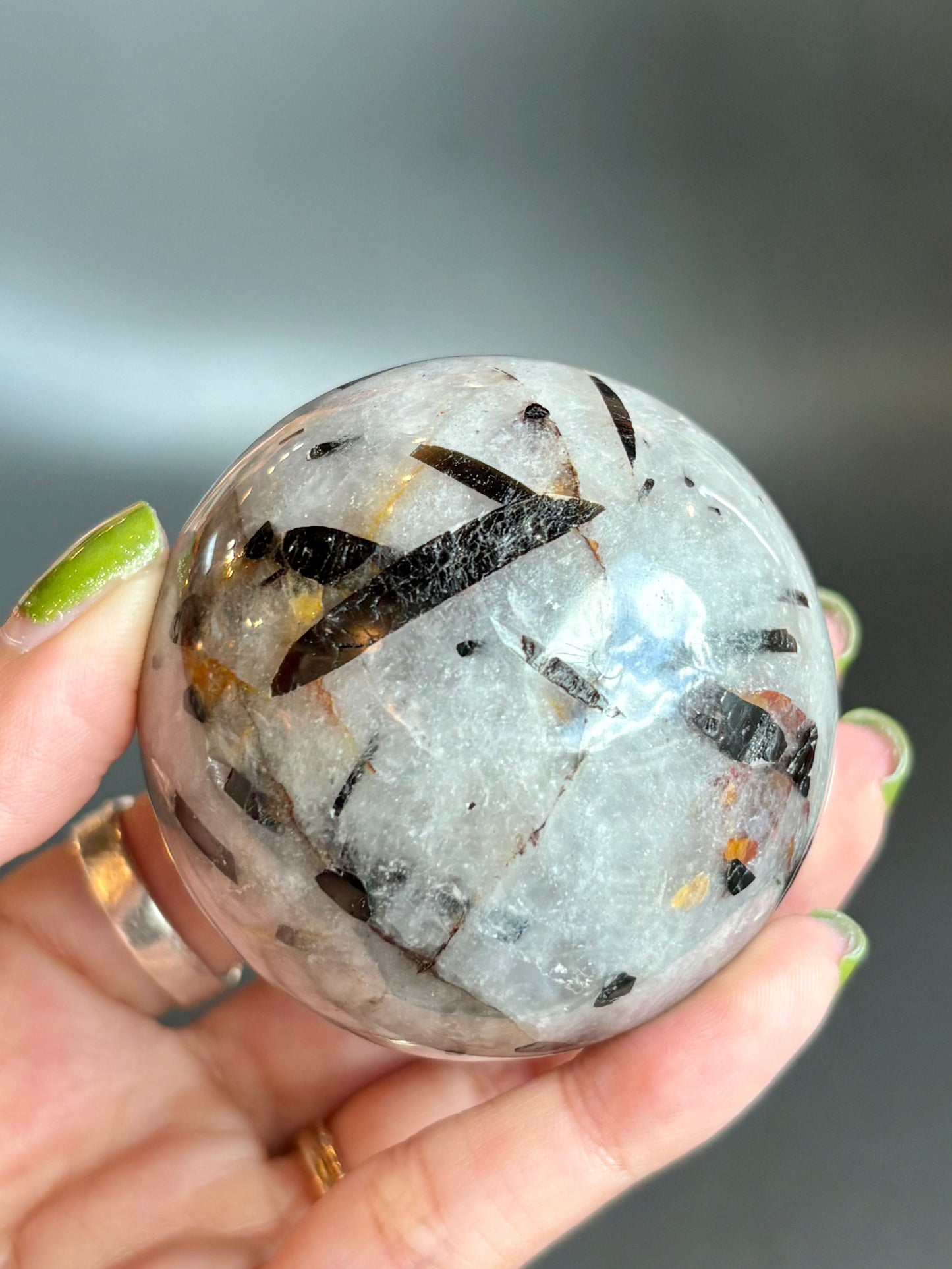 Black Tourmaline in Quartz Sphere