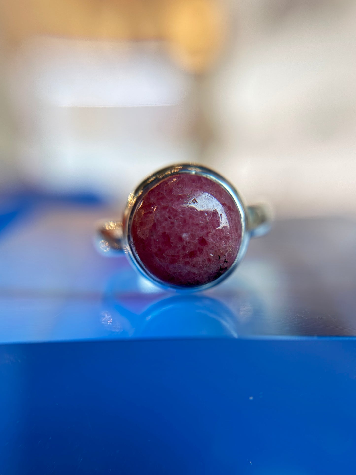 Rhodonite Ring Size 9 Sterling Silver