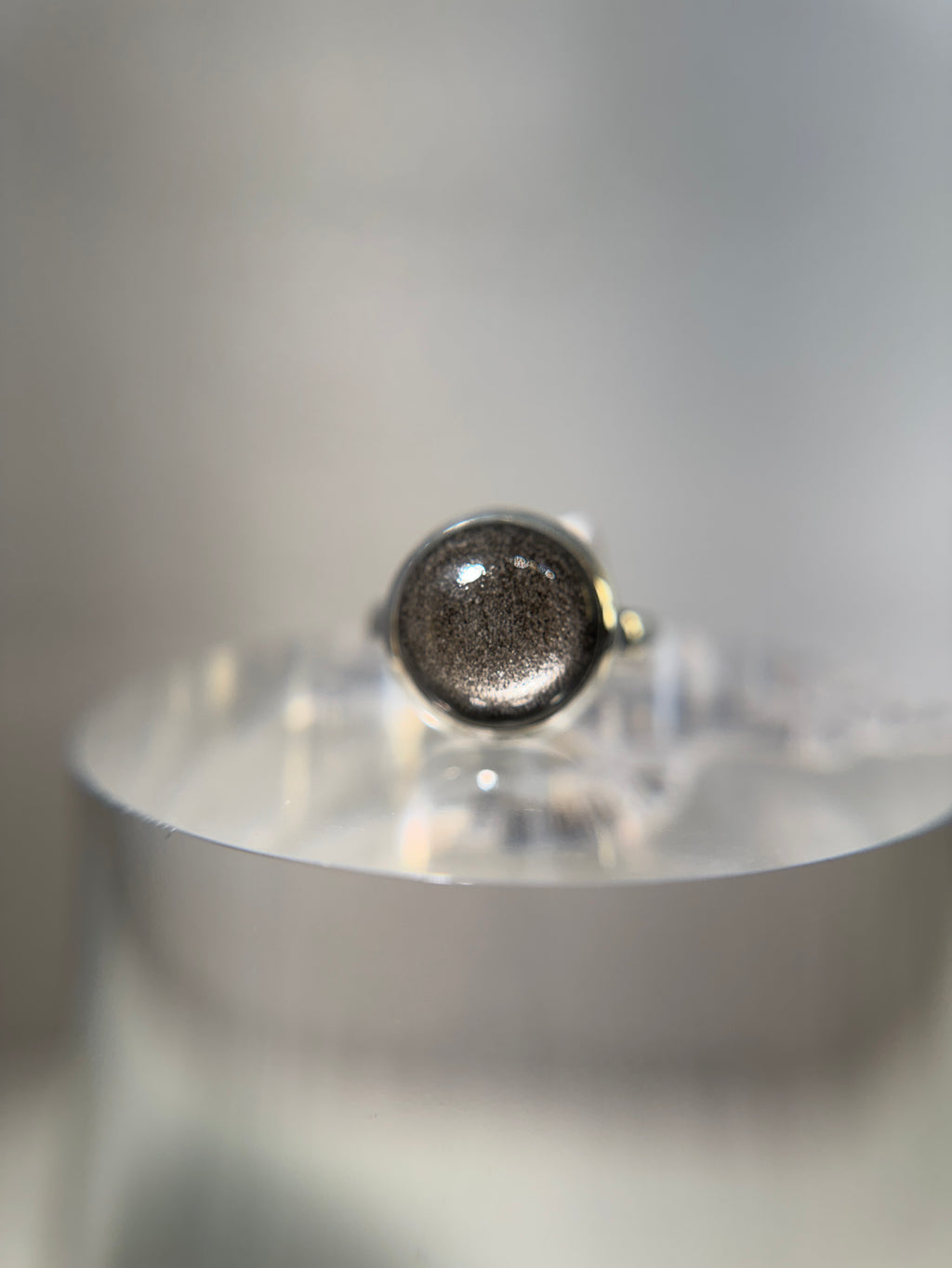 Silver Sheen Obsidian Ring Size 5