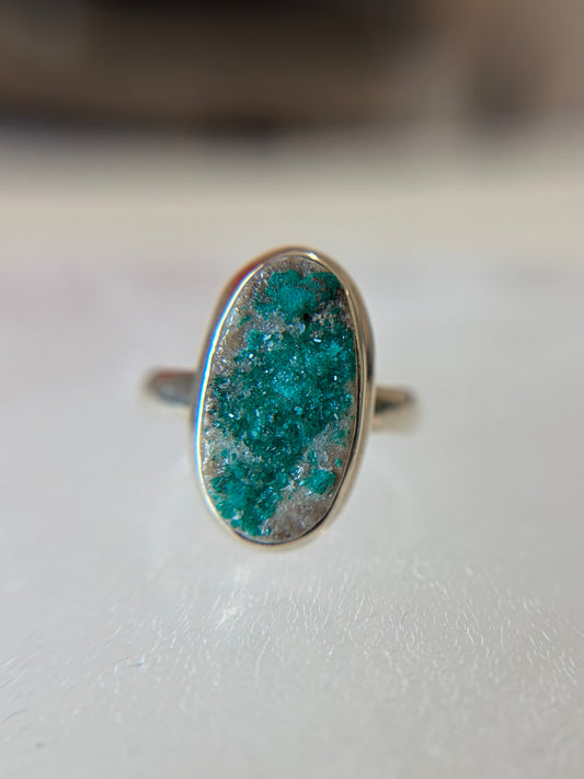 Dioptase Sterling Silver Ring Size 9