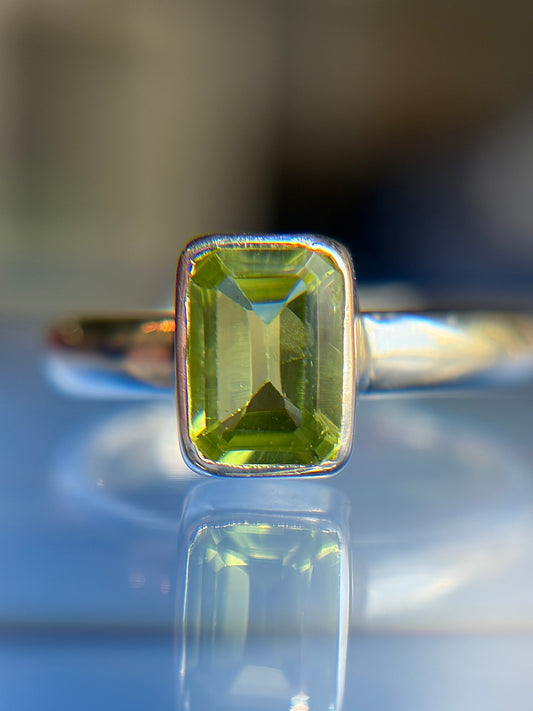 Peridot Ring Size 5 Sterling Silver