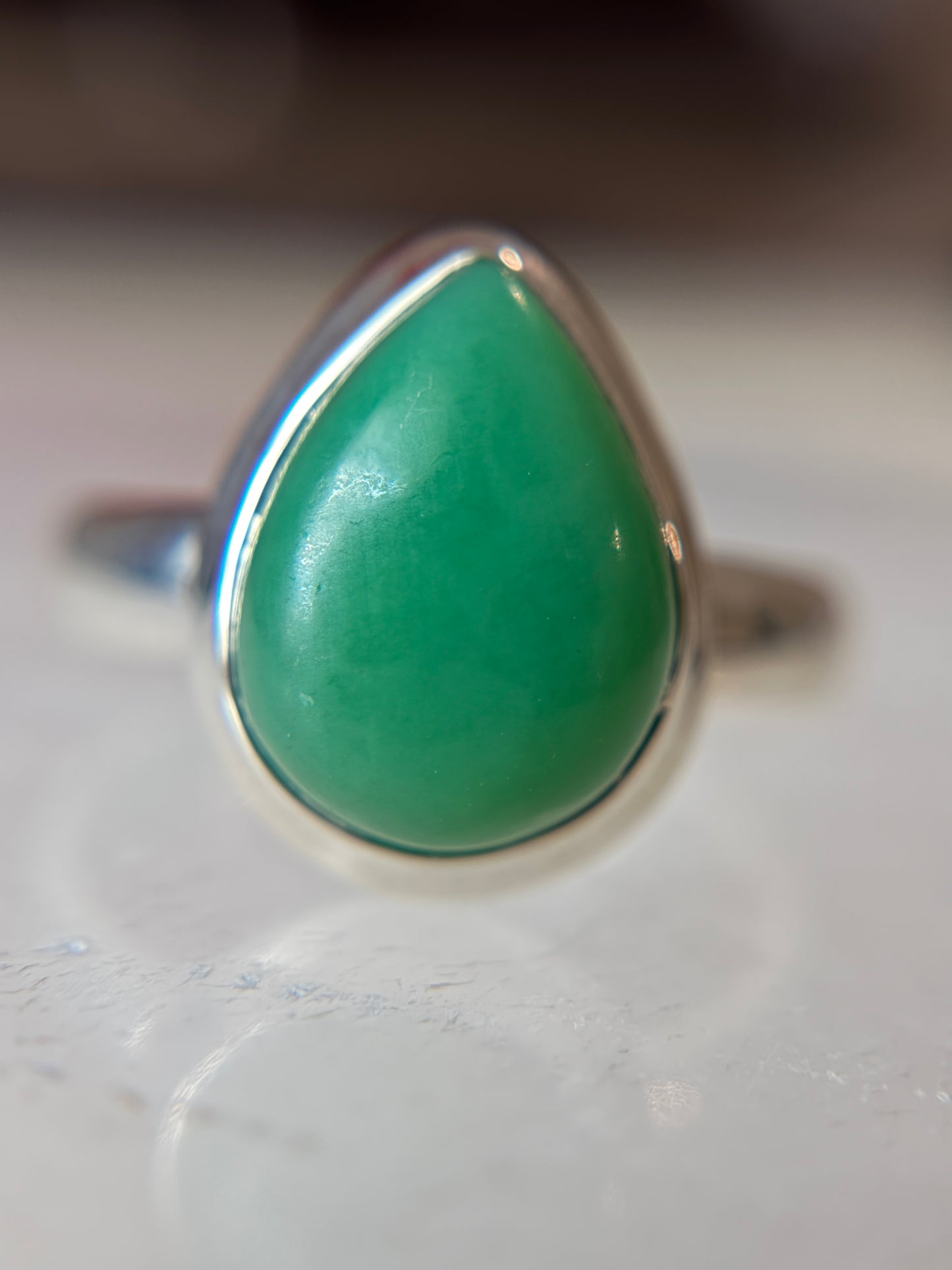 Chrysoprase Ring Size 9 Sterling Silver