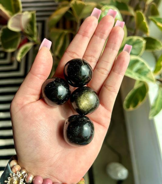 High Grade Gold Sheen Obsidian Tumbled