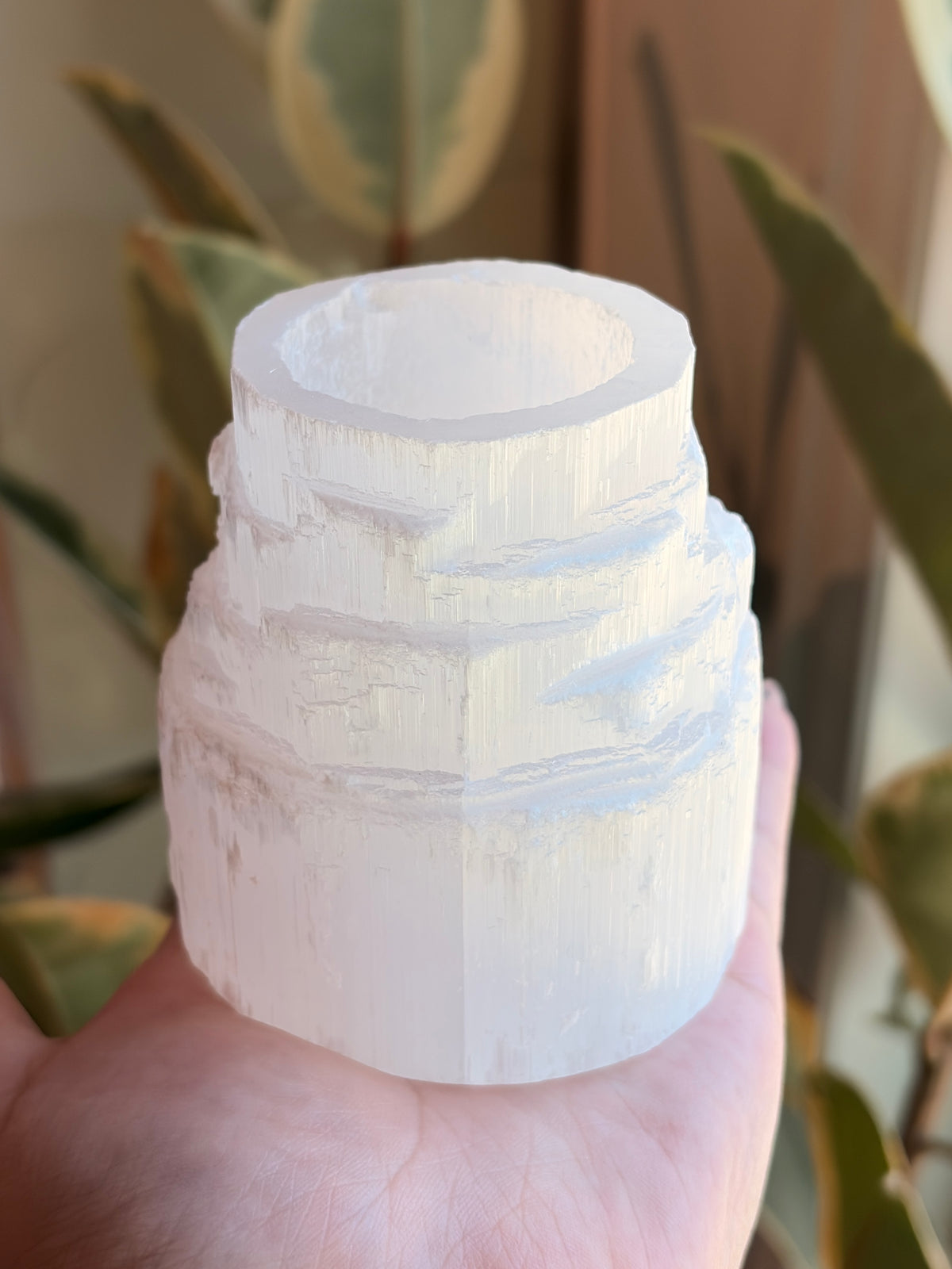 Selenite Votive Candle Holder
