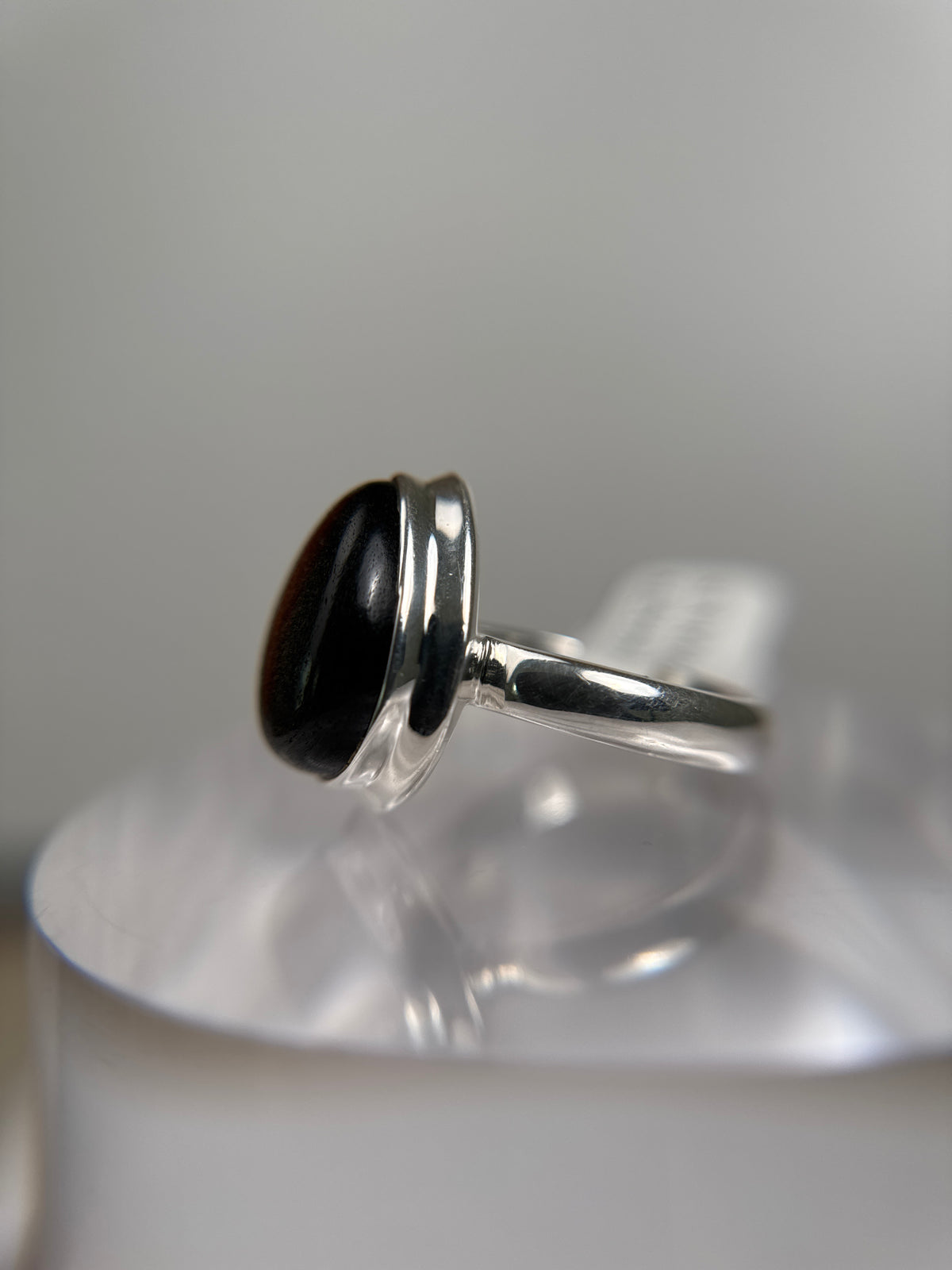 Silver Obsidian Ring Size 6