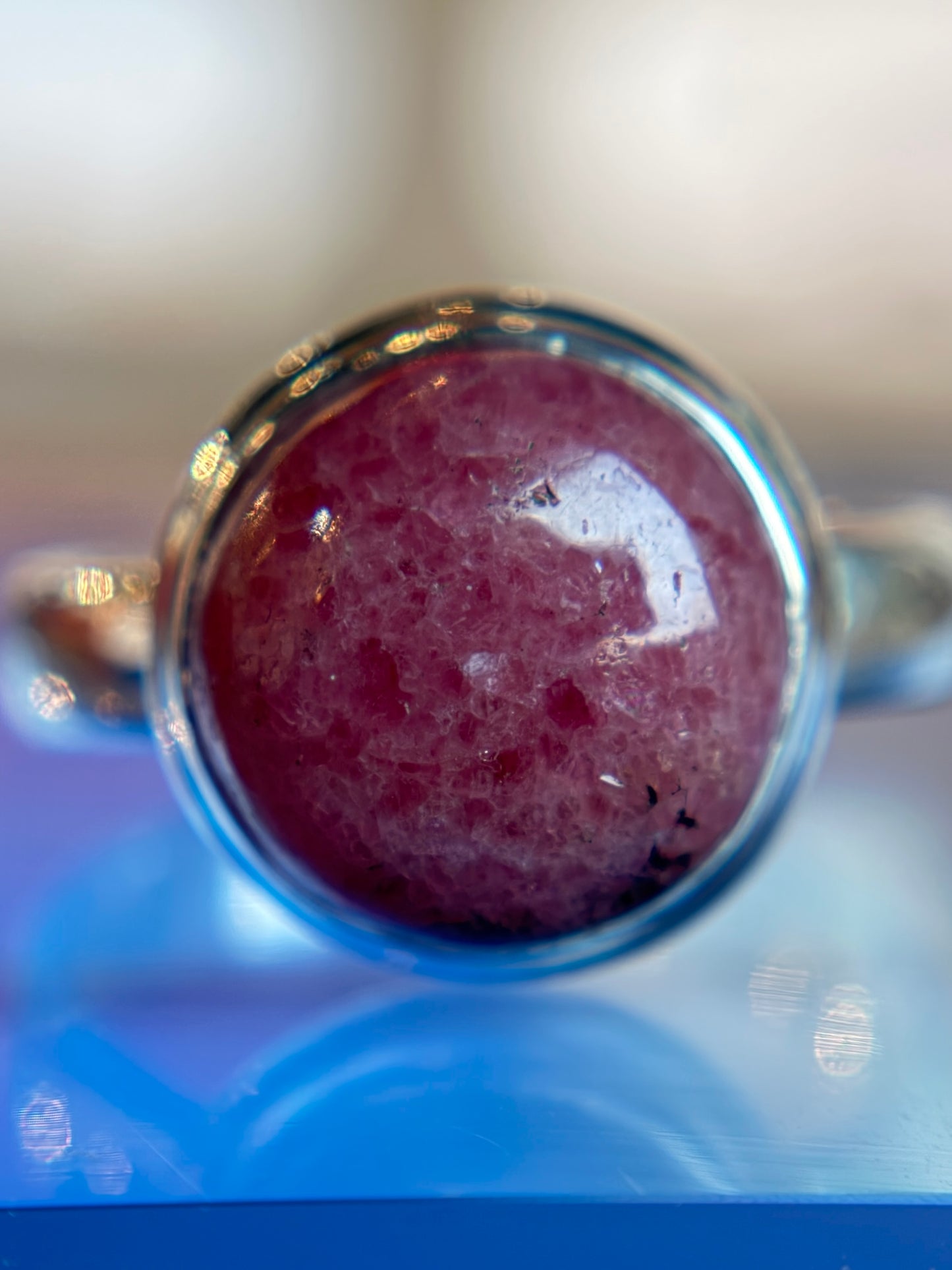 Rhodonite Ring Size 9 Sterling Silver