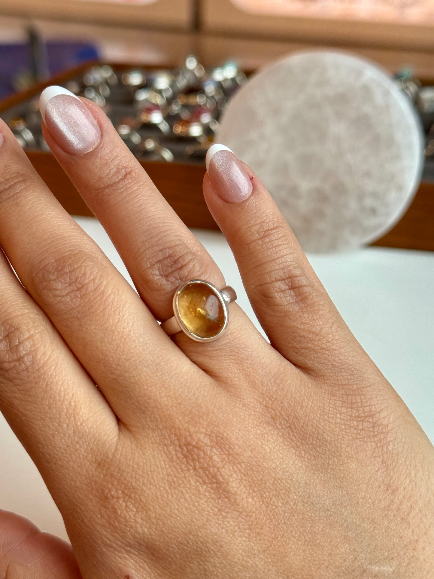 Sterling Silver Citrine Ring Size 6