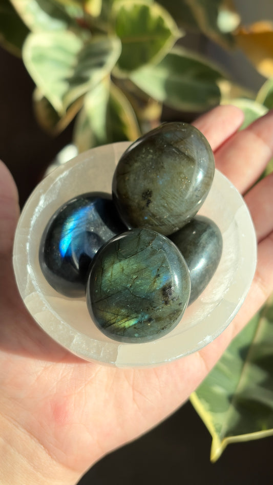 High Grade Madagascar Labradorite Small Palm Stones
