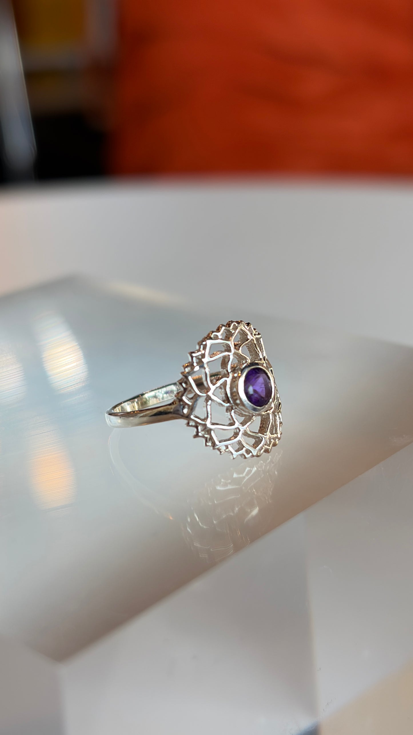 Crown Chakra Amethyst Ring Size 7