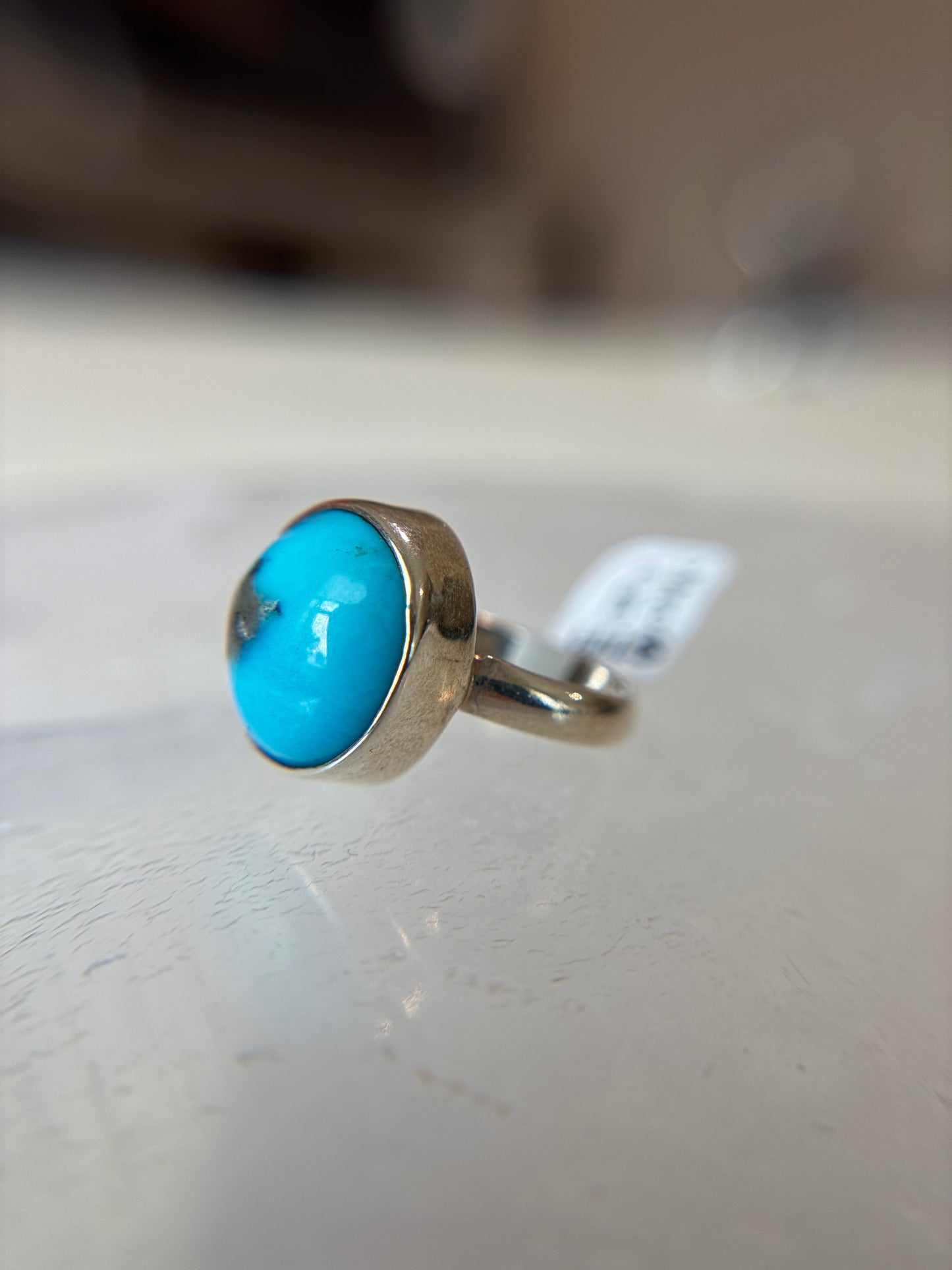 Natural Persian Turquoise Ring Size 8 Sterling Silver