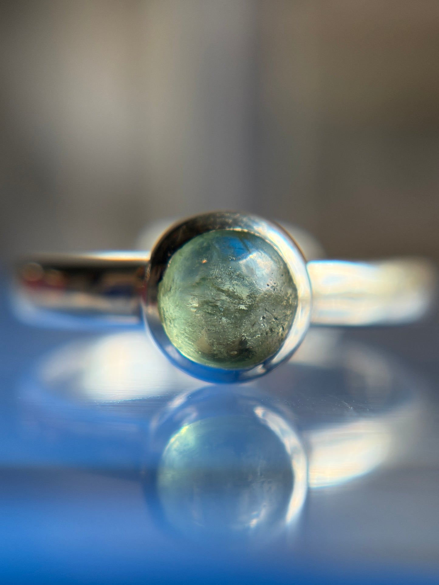 Green Kyanite Ring Size 9 Sterling Silver