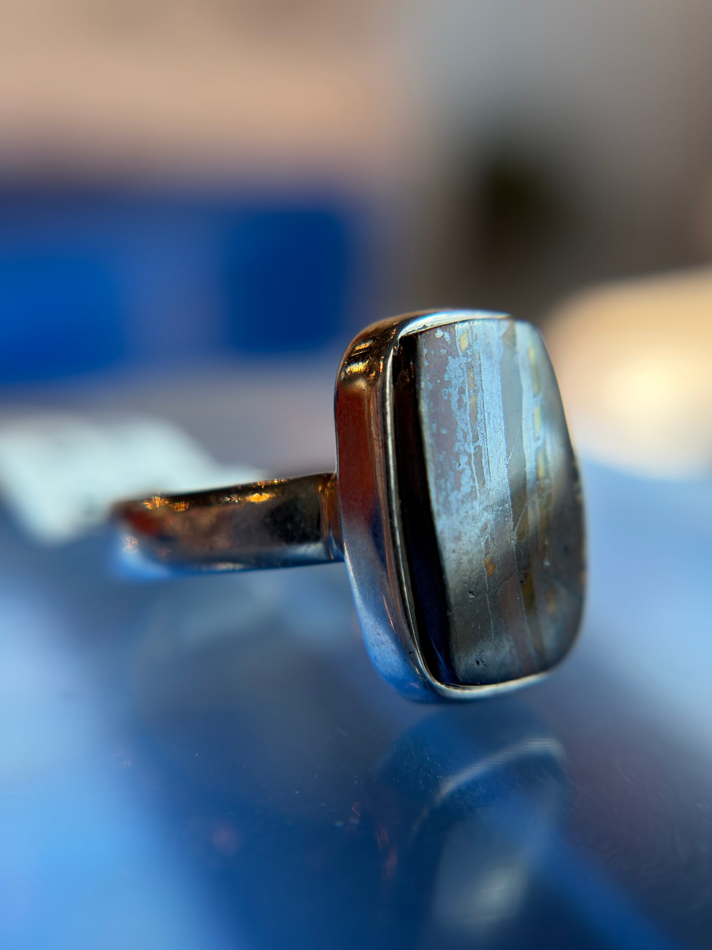 Iron Tiger’s Eye Ring Size 6 Sterling Silver