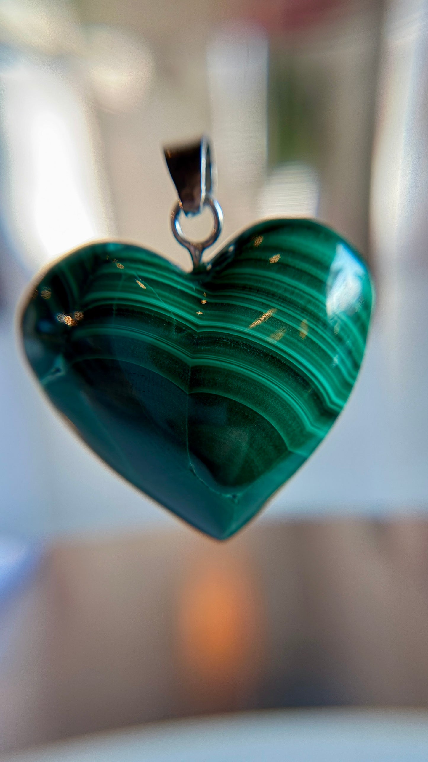 Large Malachite Hearts from Mexico with Sterling Silver Hardware