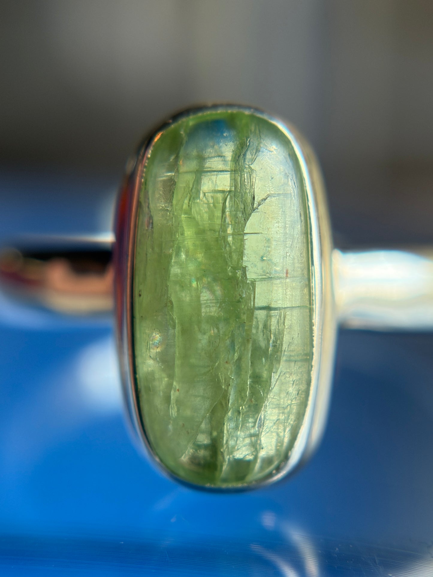 Green Kyanite Ring Size 11 Sterling Silver
