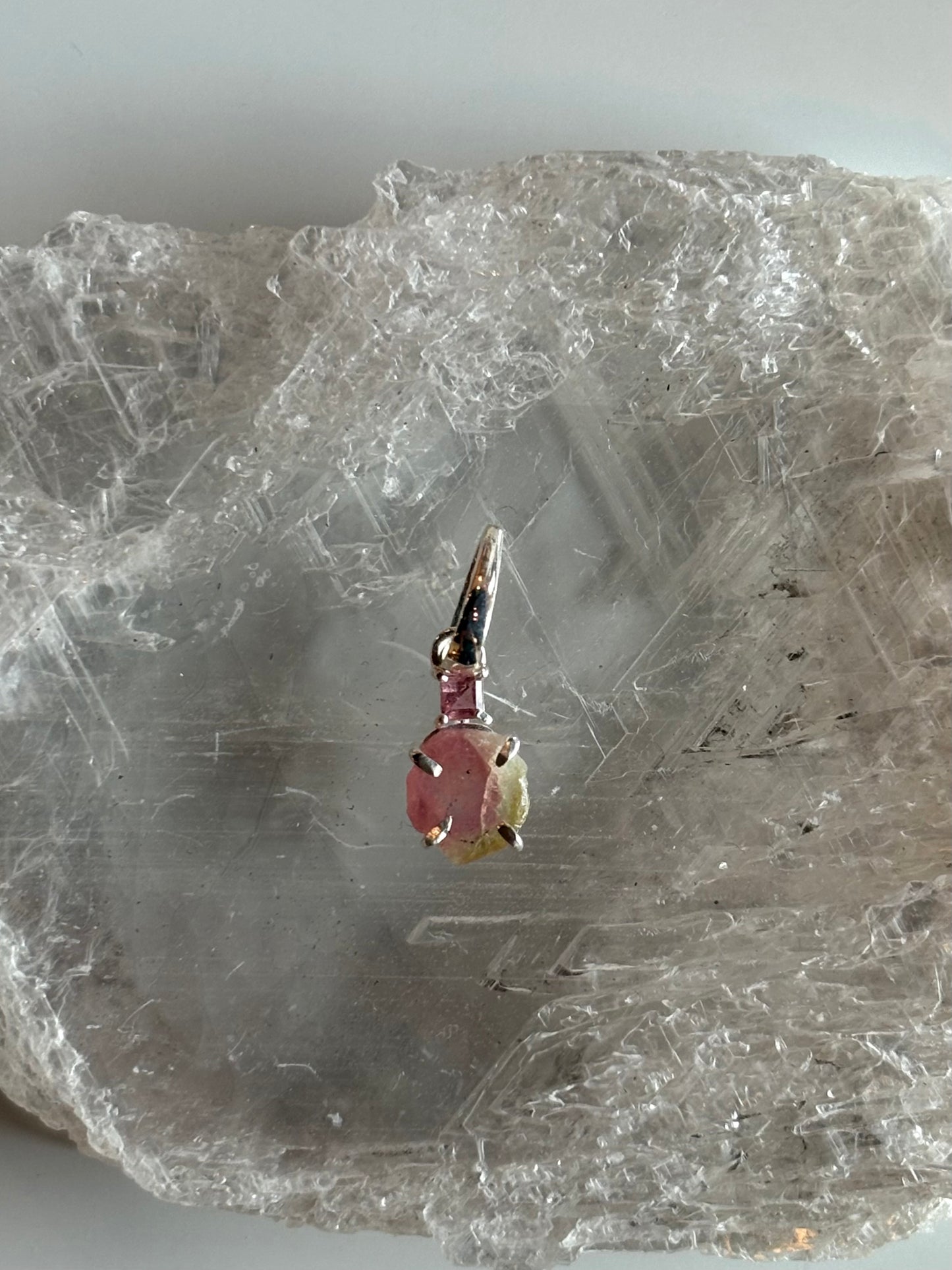 Watermelon Tourmaline Pendant - Sterling Silver