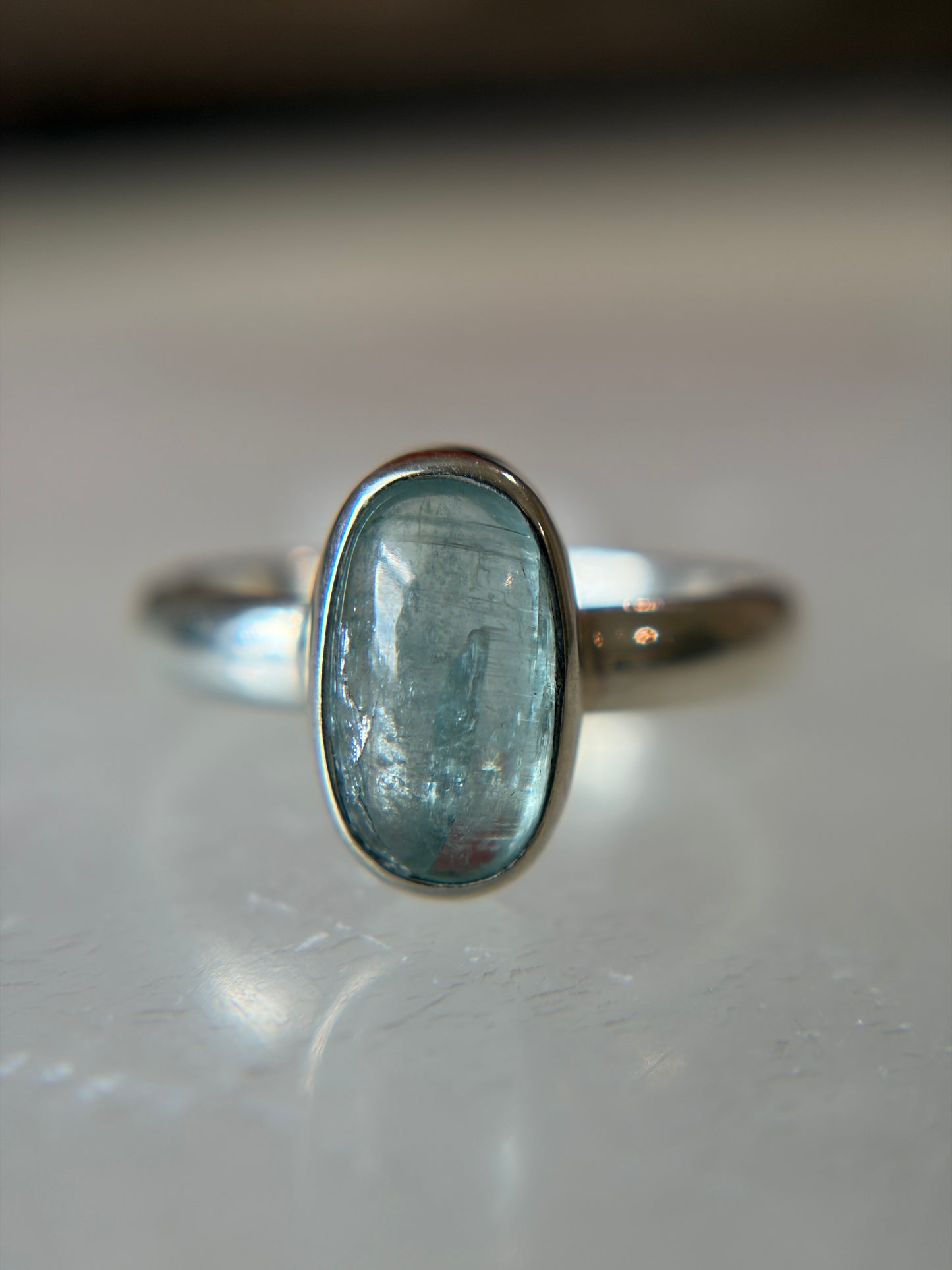 Aqua Kyanite Ring Size 6 Sterling Silver