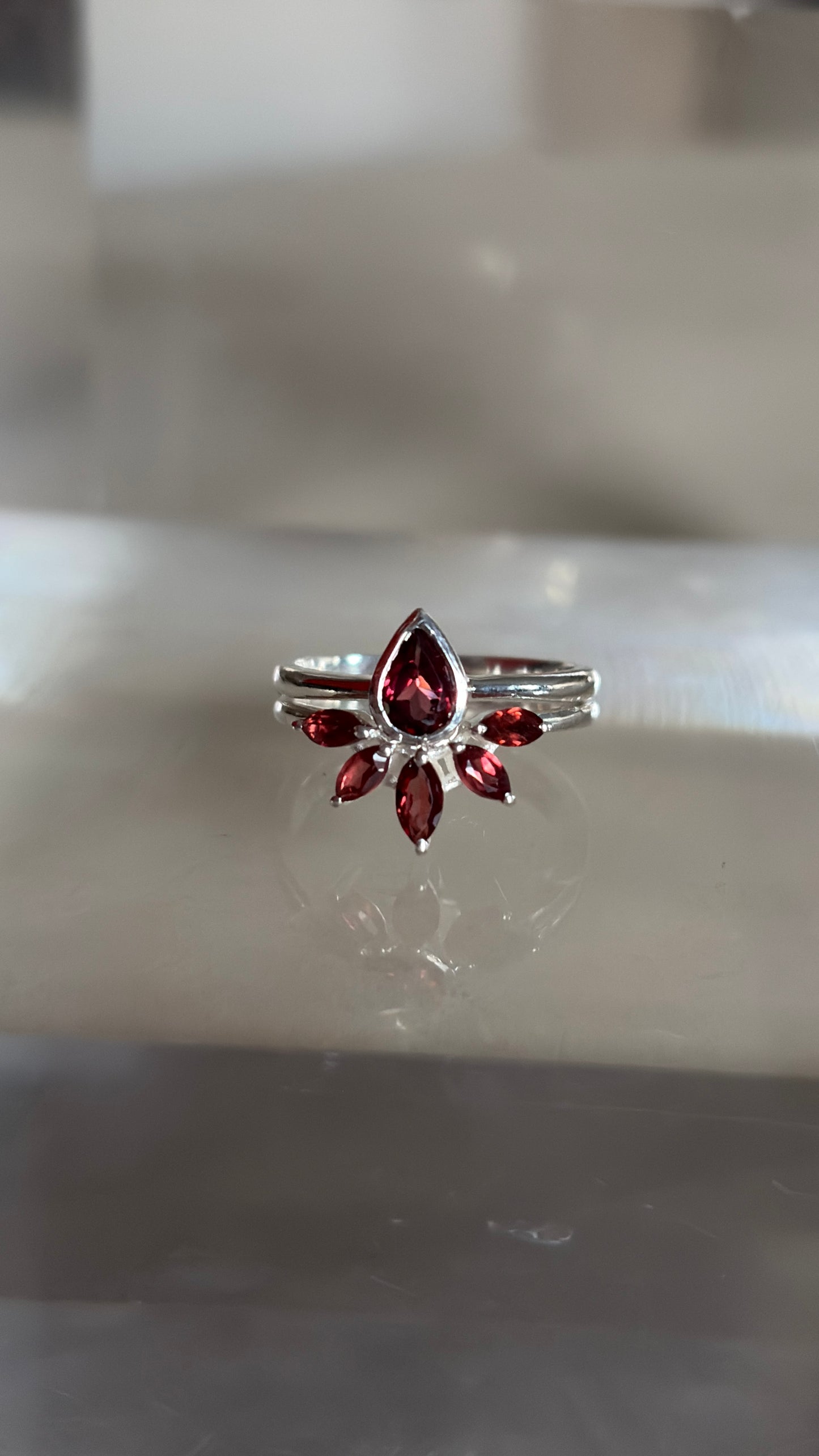 Garnet Stacked Crown Jewel Ring Size 9