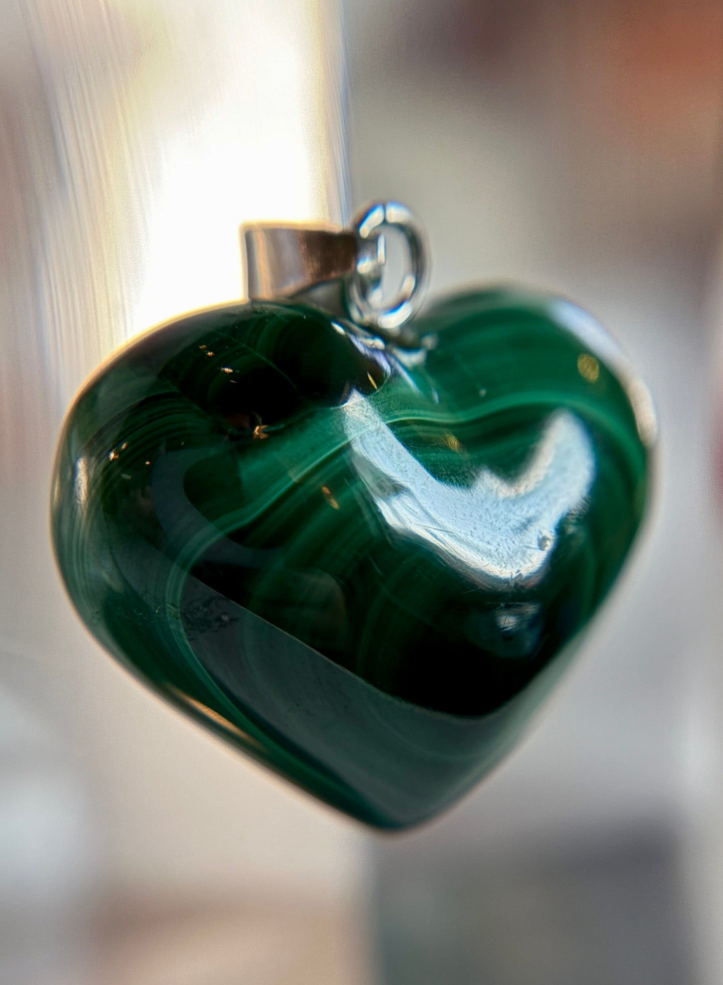 Large Malachite Hearts from Mexico with Sterling Silver Hardware