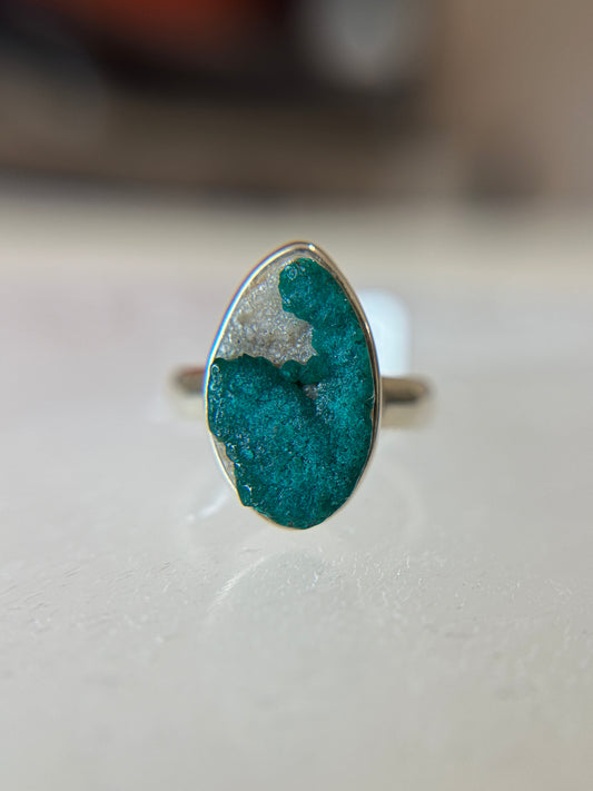 Dioptase Sterling Silver Ring Size 5