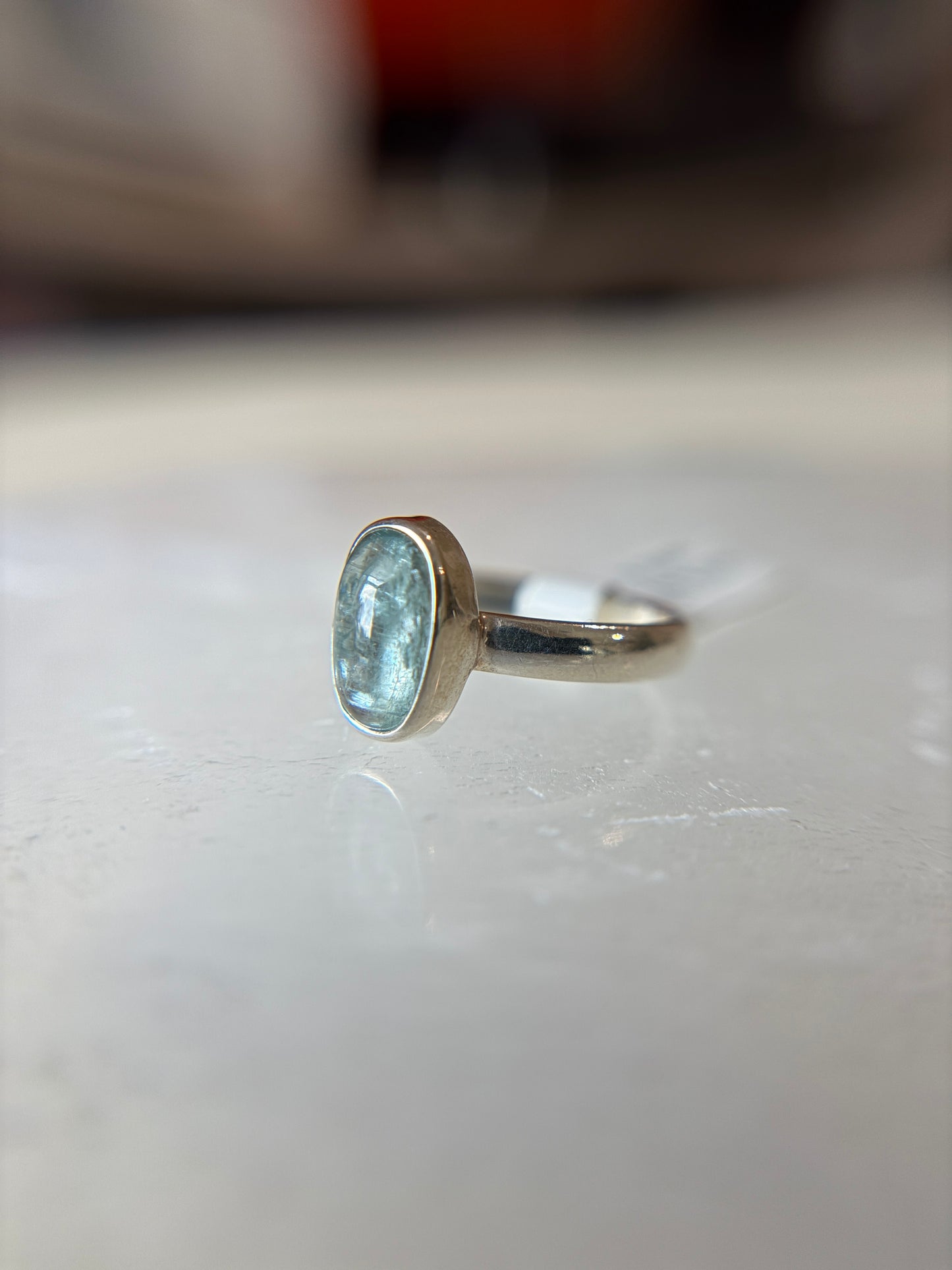 Aqua Kyanite Ring Size 6 Sterling Silver