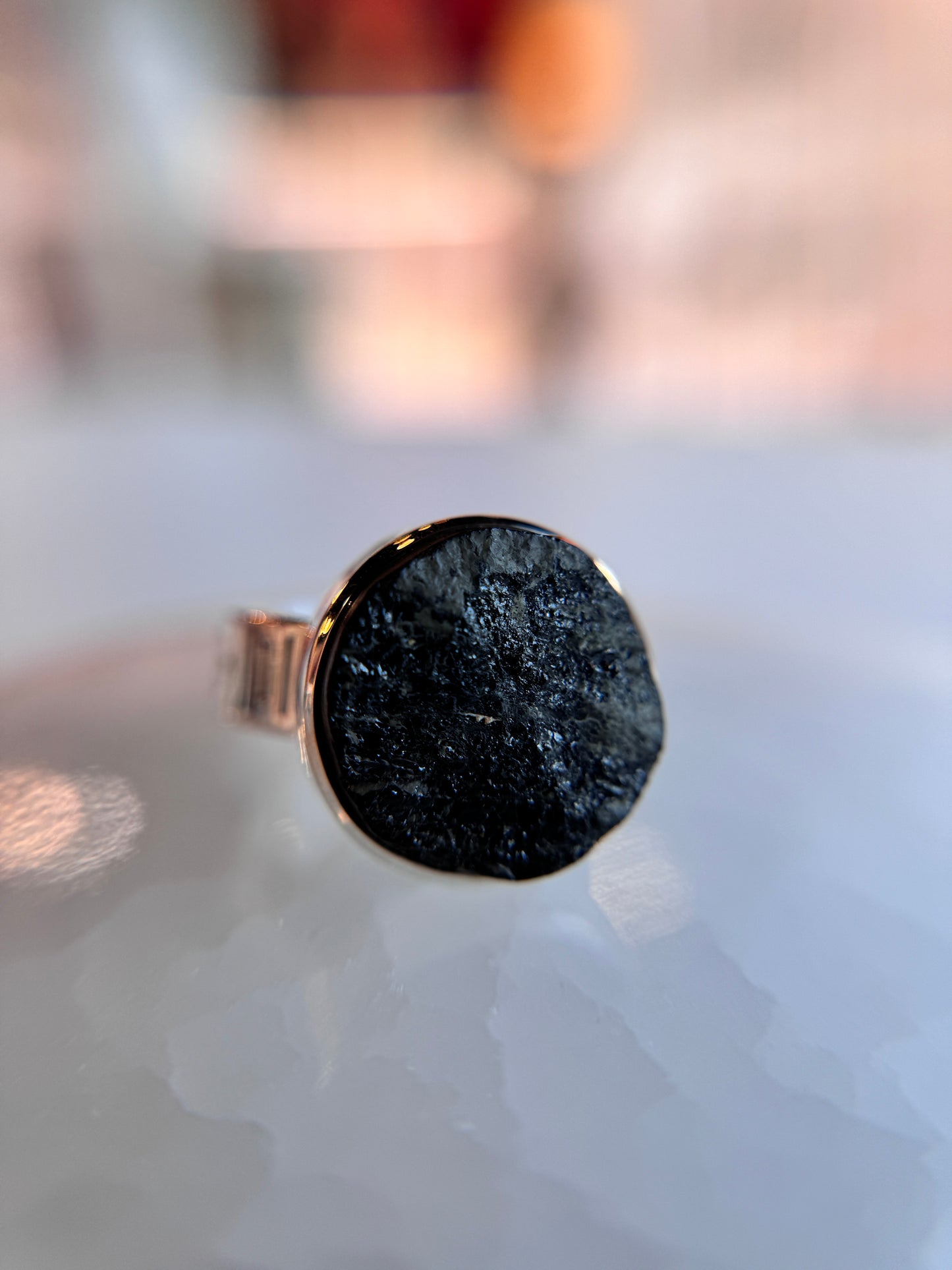 Black Tourmaline Ring | size 8 Sterling silver .925