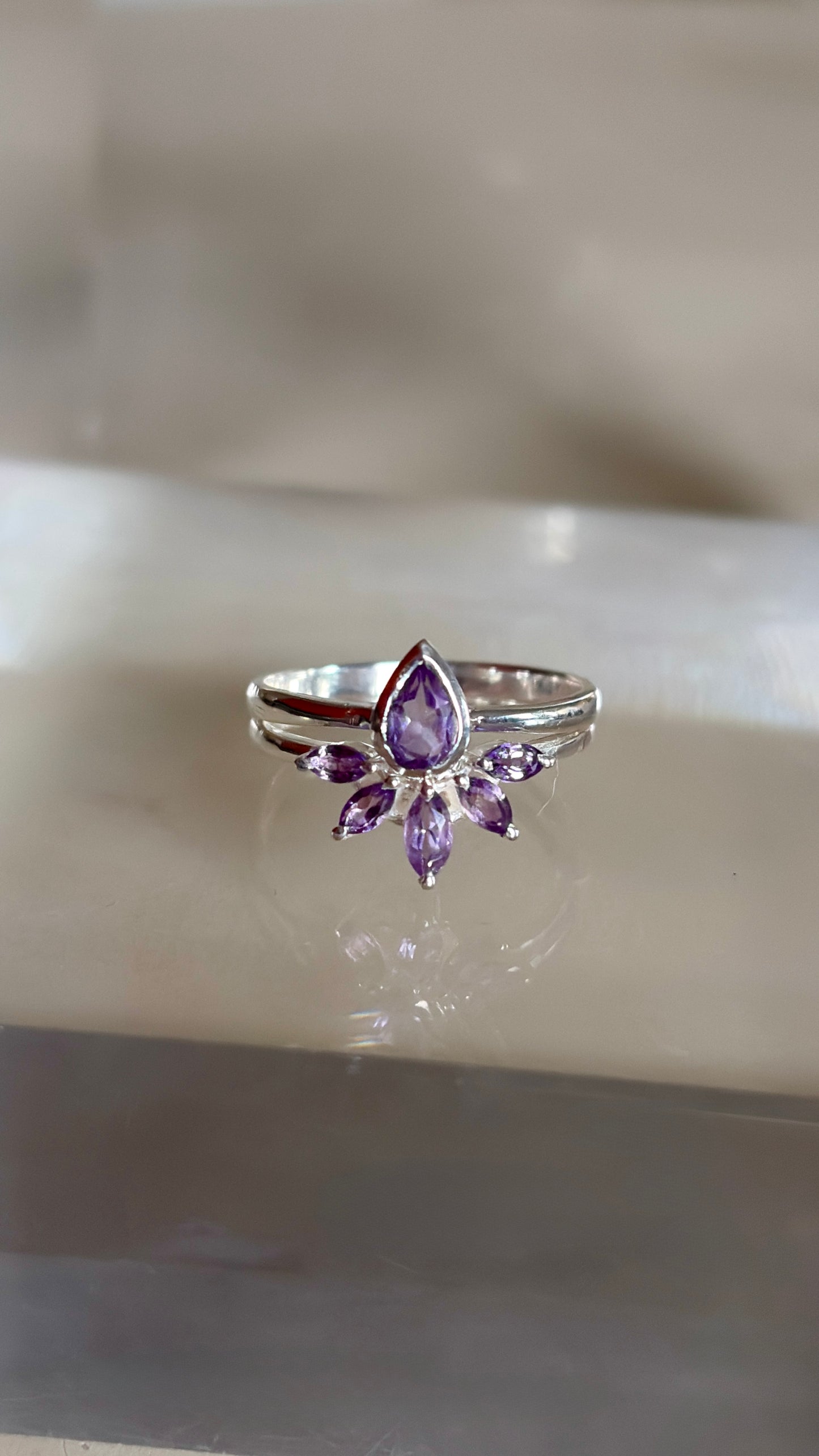 Crown Jewel Amethyst Stackable Ring Size 7