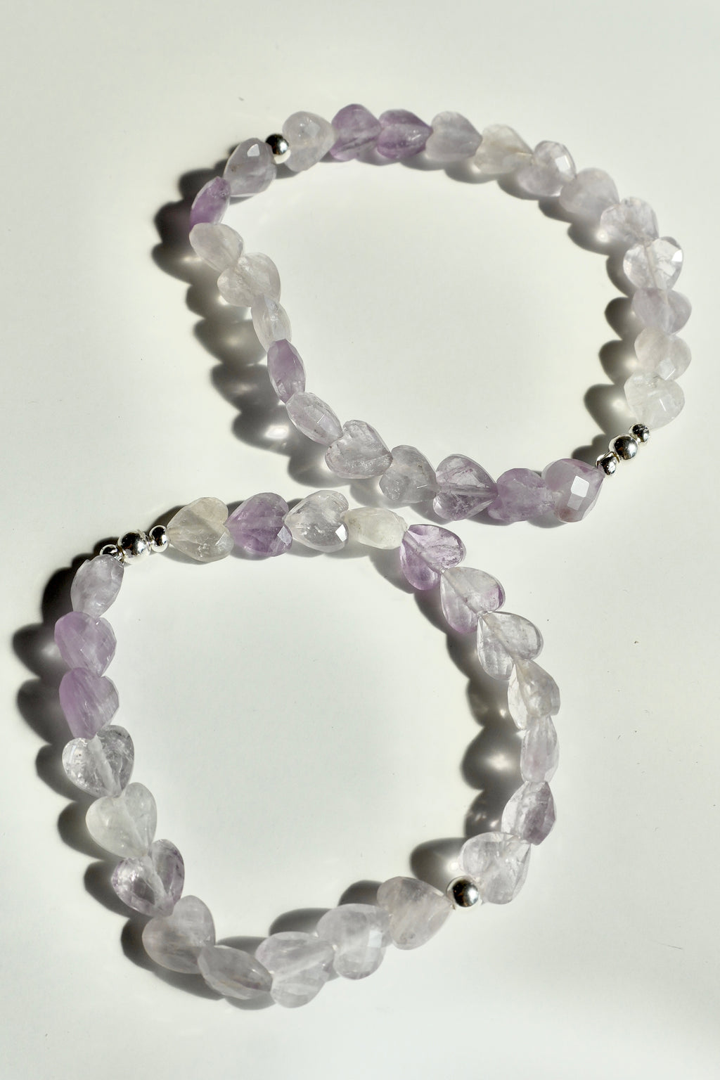 Amethyst heart shaped bracelet 8mm sterling silver