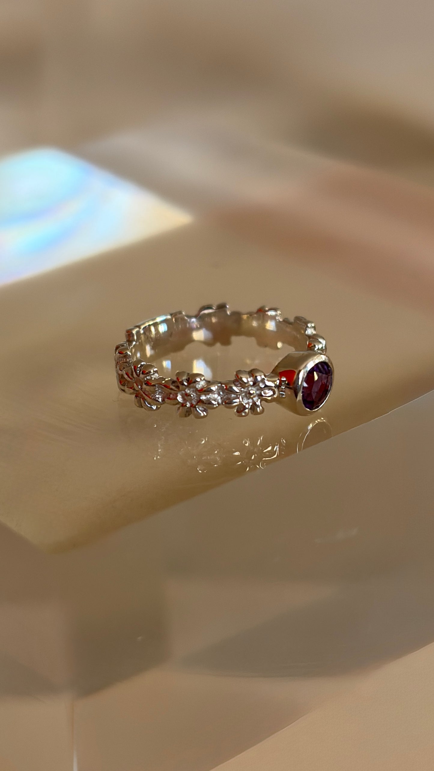 Amethyst Daisy Ring Size 6