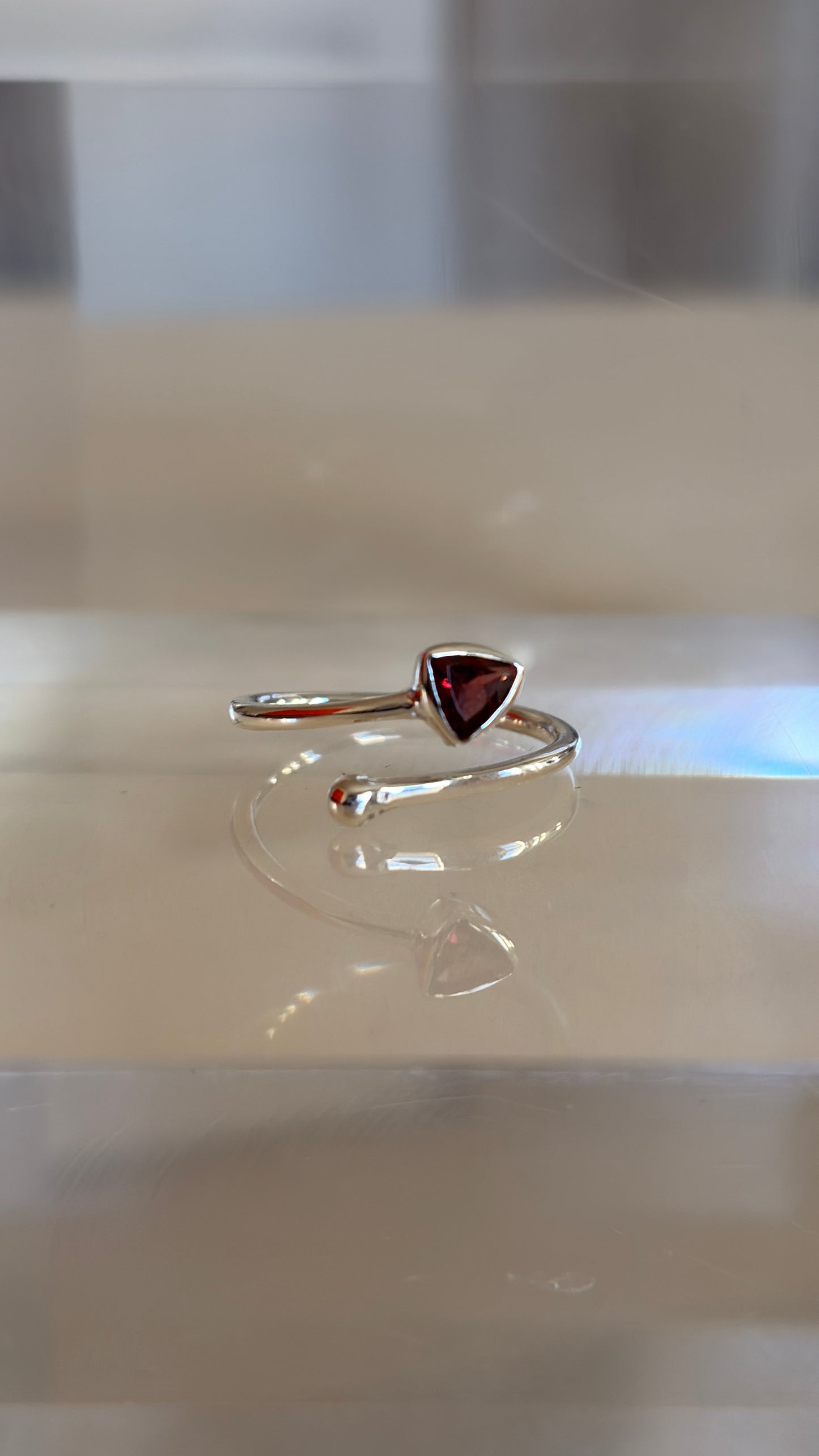 Garnet Ring Adjustable Size 6-8