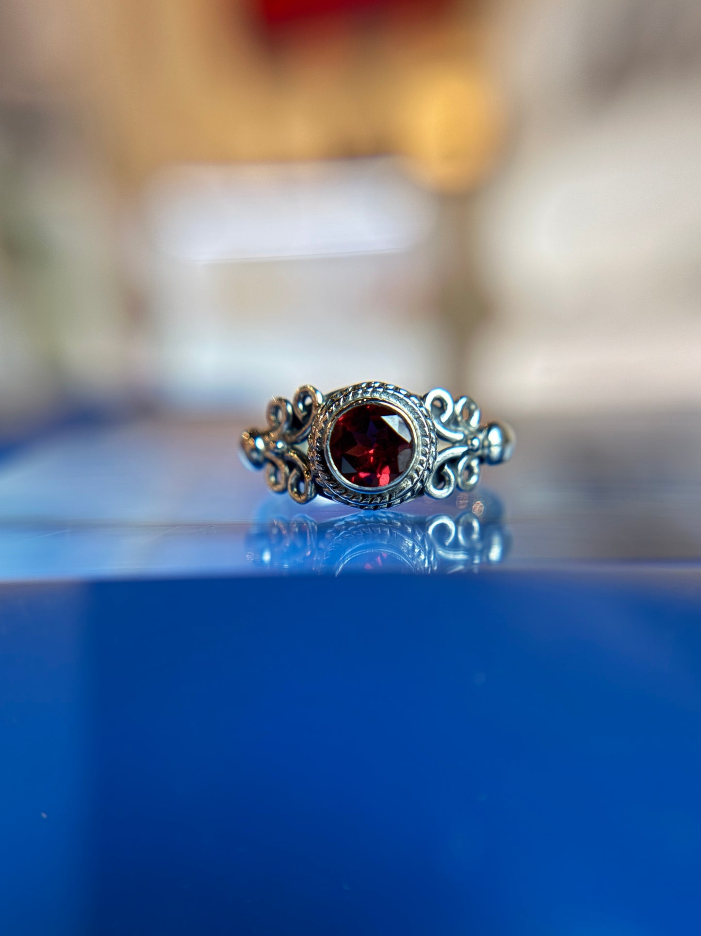 Garnet Ring Sterling Silver