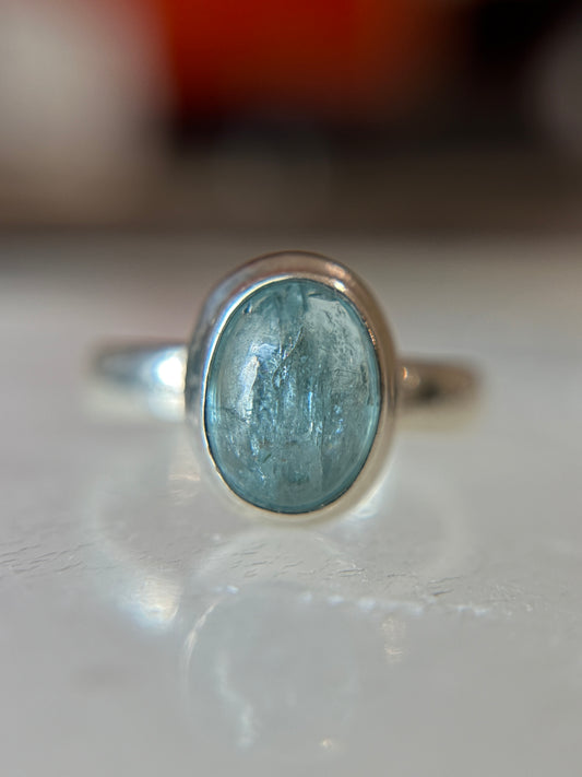 Aqua Kyanite Ring Size 7 Sterling Silver