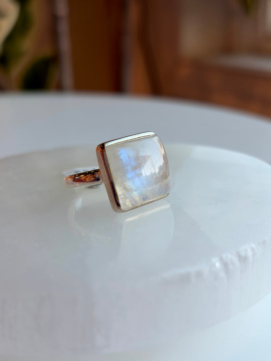 Rainbow Moonstone Ring Size 10