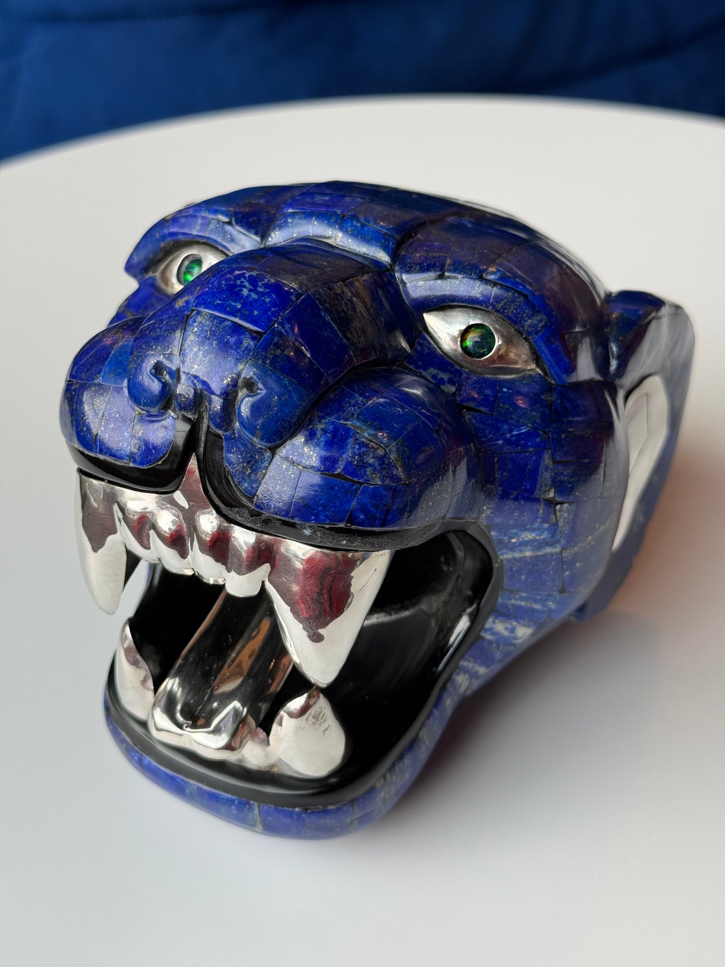Large Mayan Jaguar Sculpture | Lapis Lazuli Opal and 95% silver accents