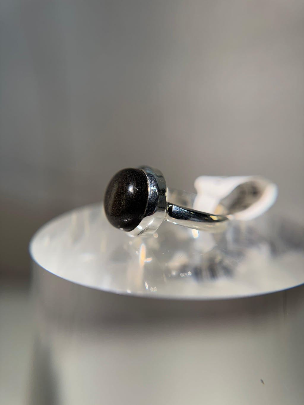 Silver Sheen Obsidian Ring Size 5