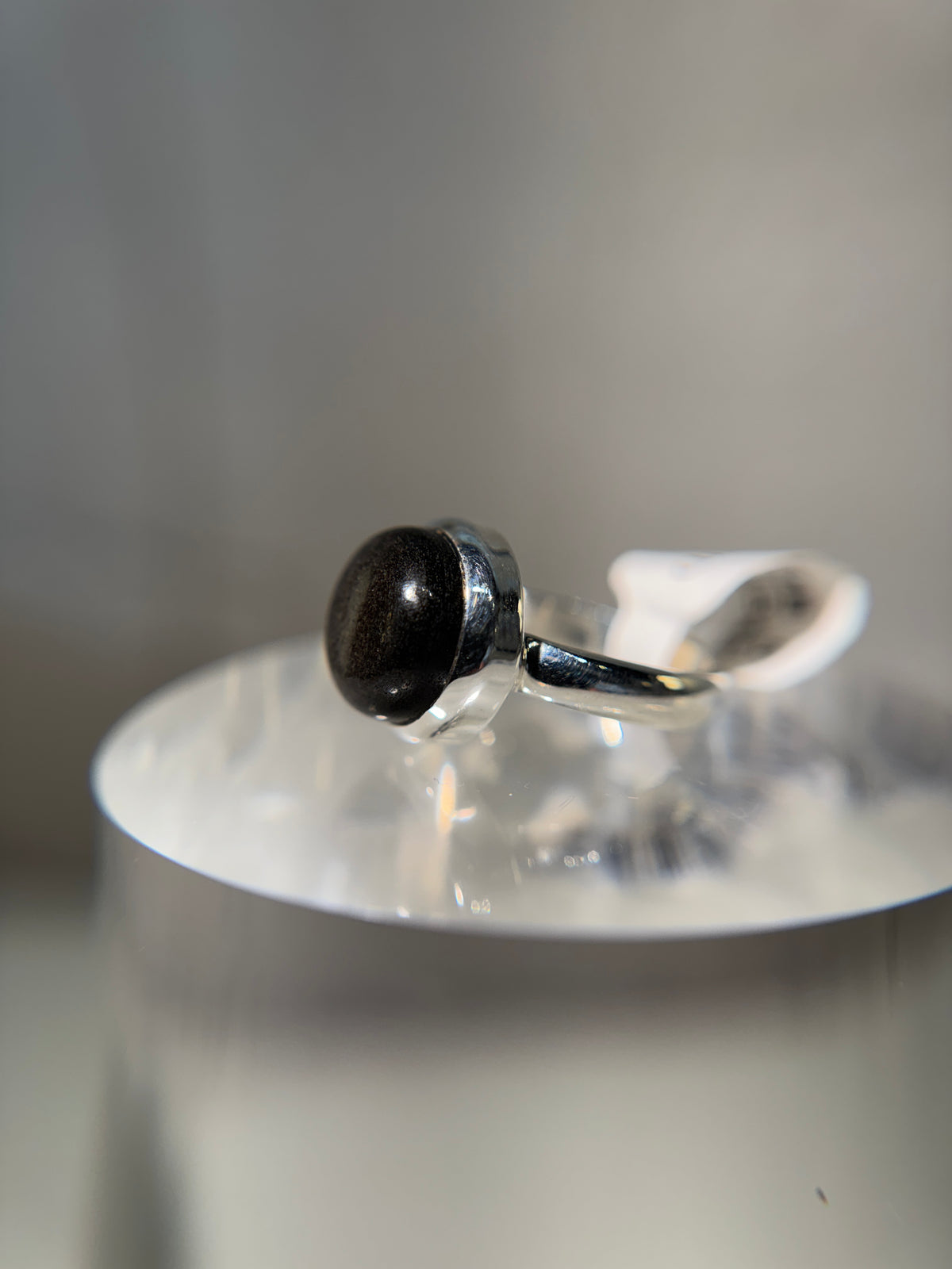 Silver Sheen Obsidian Ring Size 5