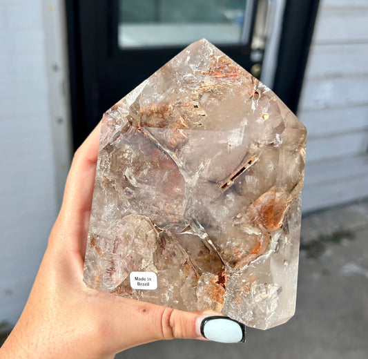 Polished Elestial Smoky Quartz Tower