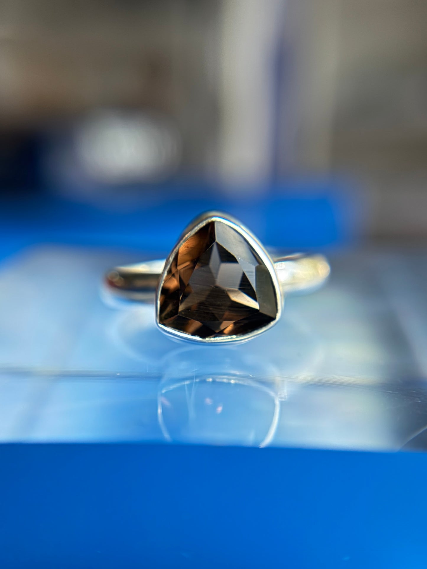 Smoky Quartz Ring Size 12 Sterling Silver