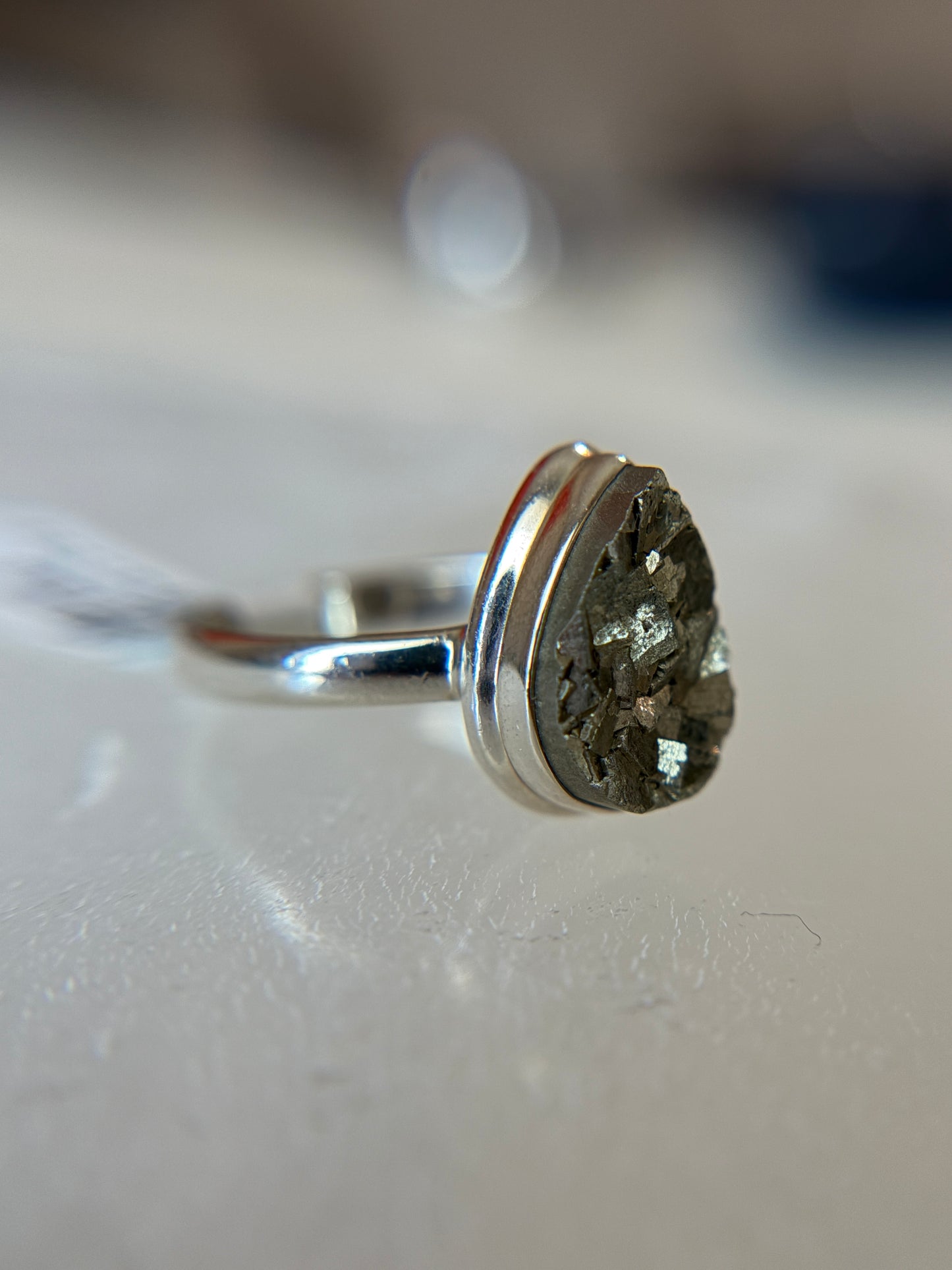 Sterling Silver Pyrite Ring size 9