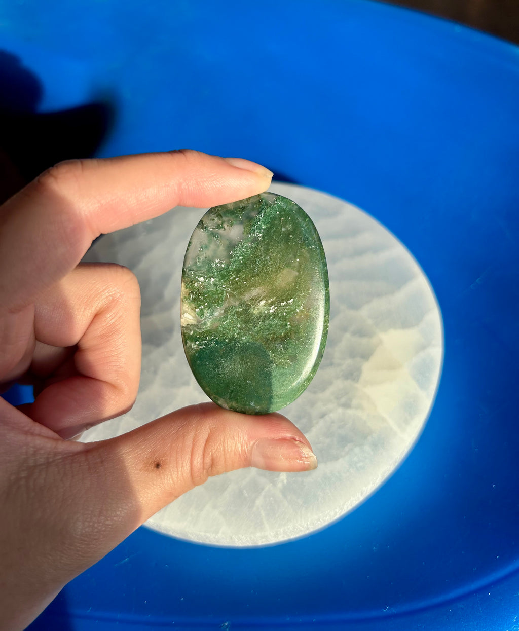 Moss Agate Palm Stone