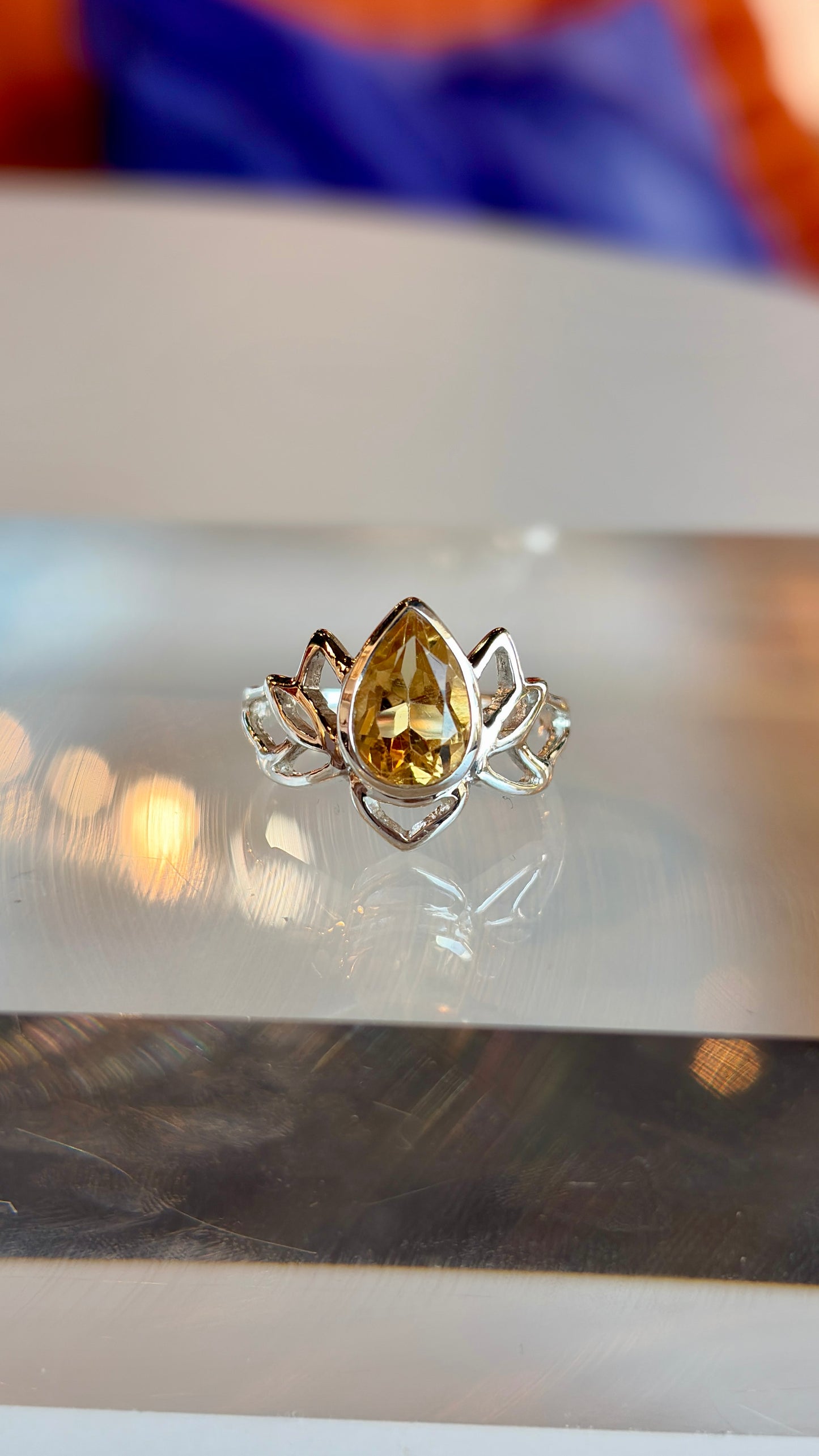 Citrine Lotus Ring Size 7