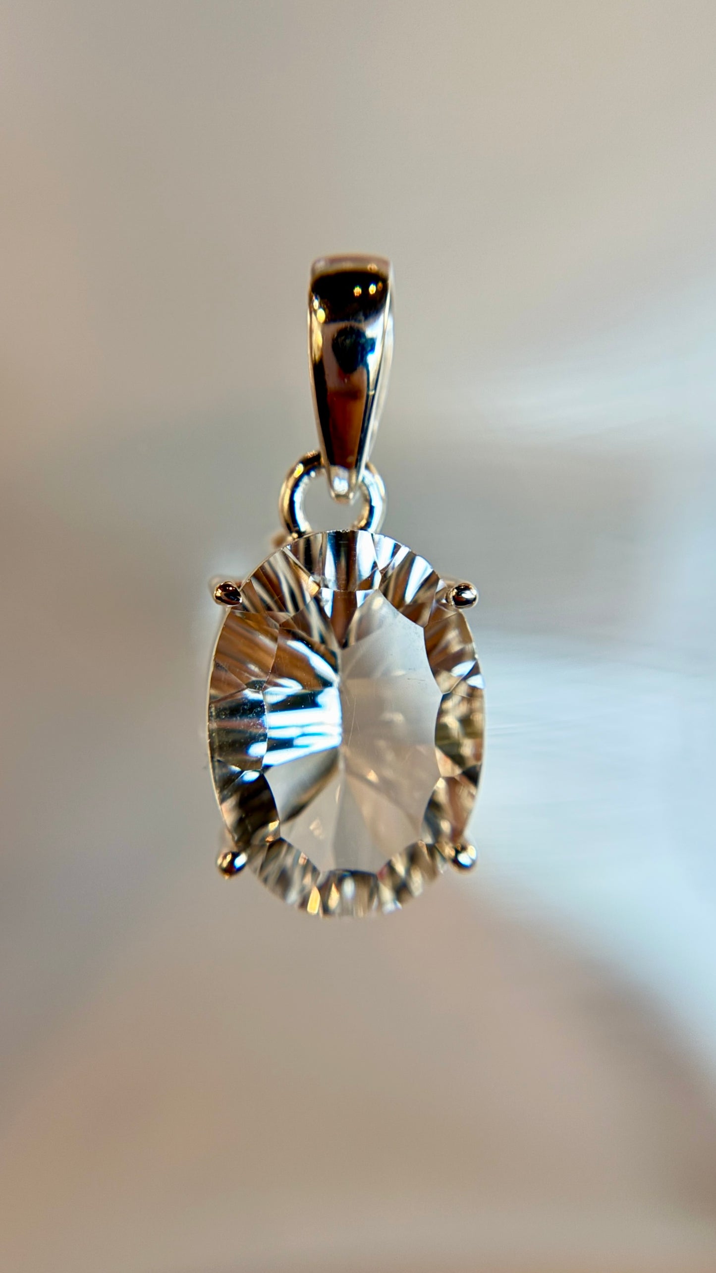 Faceted Clear Quartz Necklace Pendant
