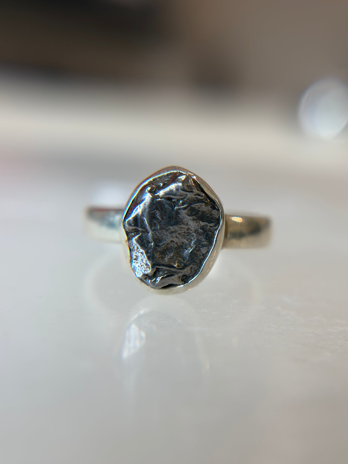 Meteorite from Argentina Sterling Silver Ring Size 6