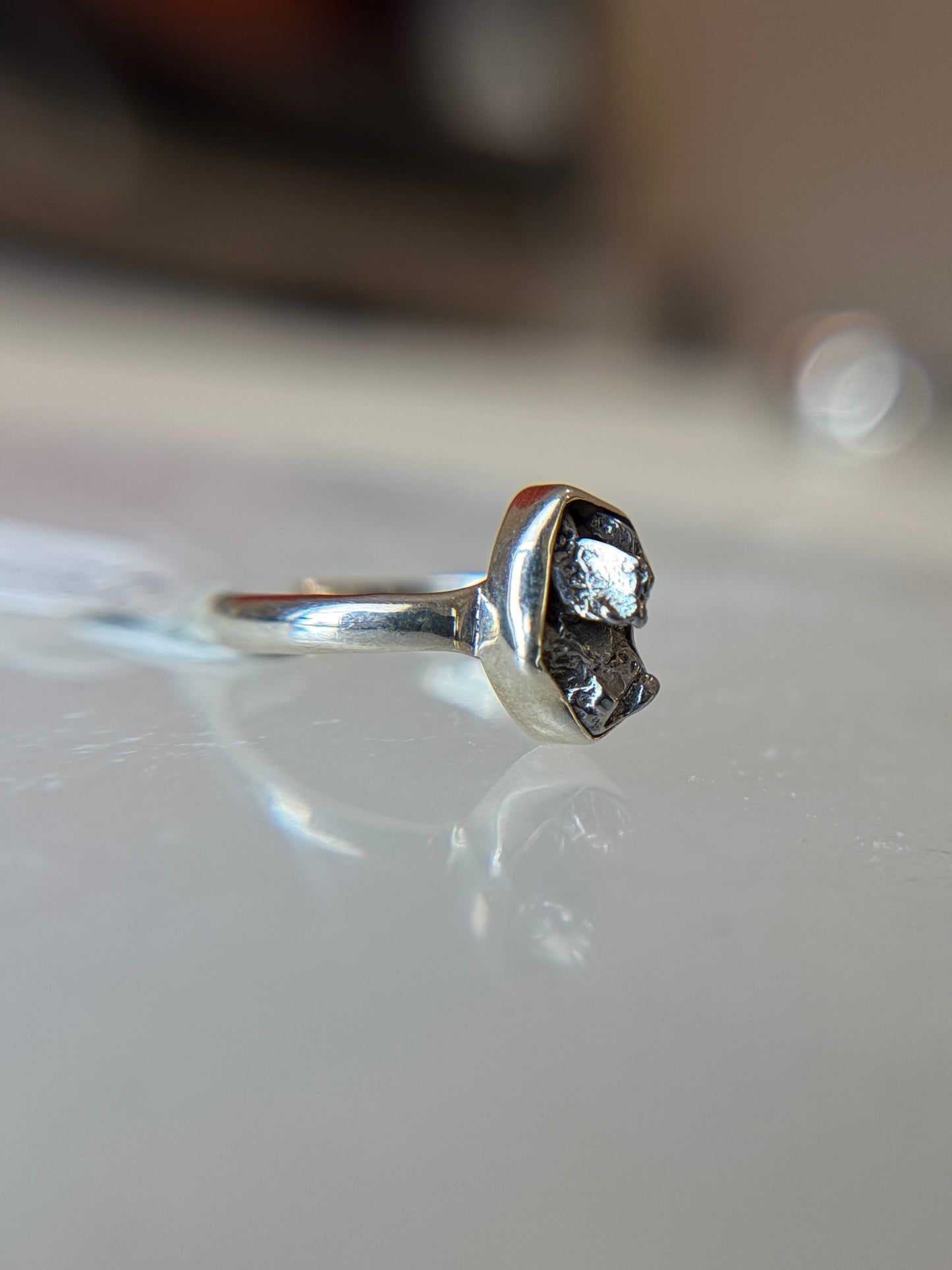 Meteorite from Argentina Sterling Silver Ring Size 9