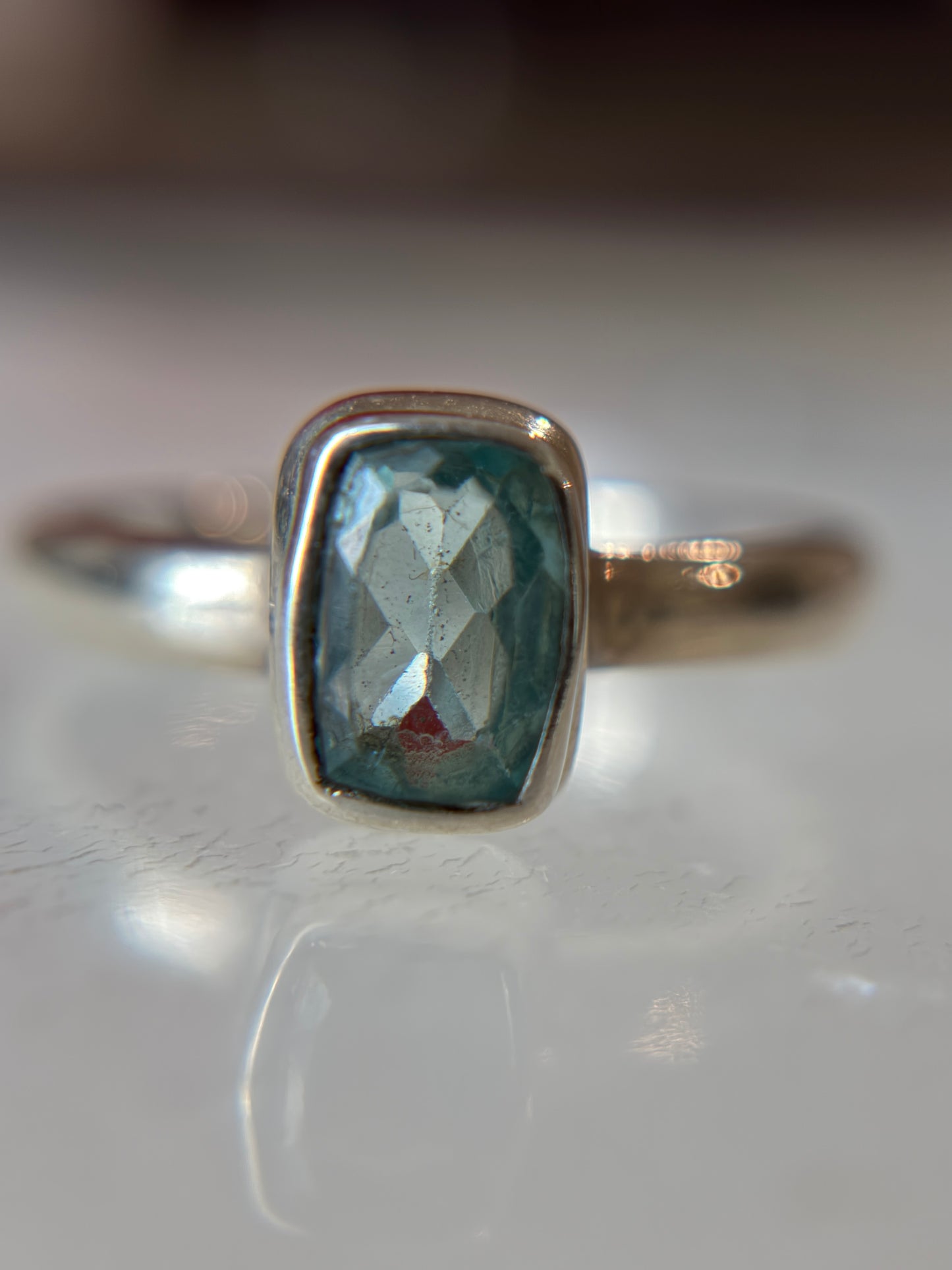 Blue Apatite Ring Size 7 Sterling Silver