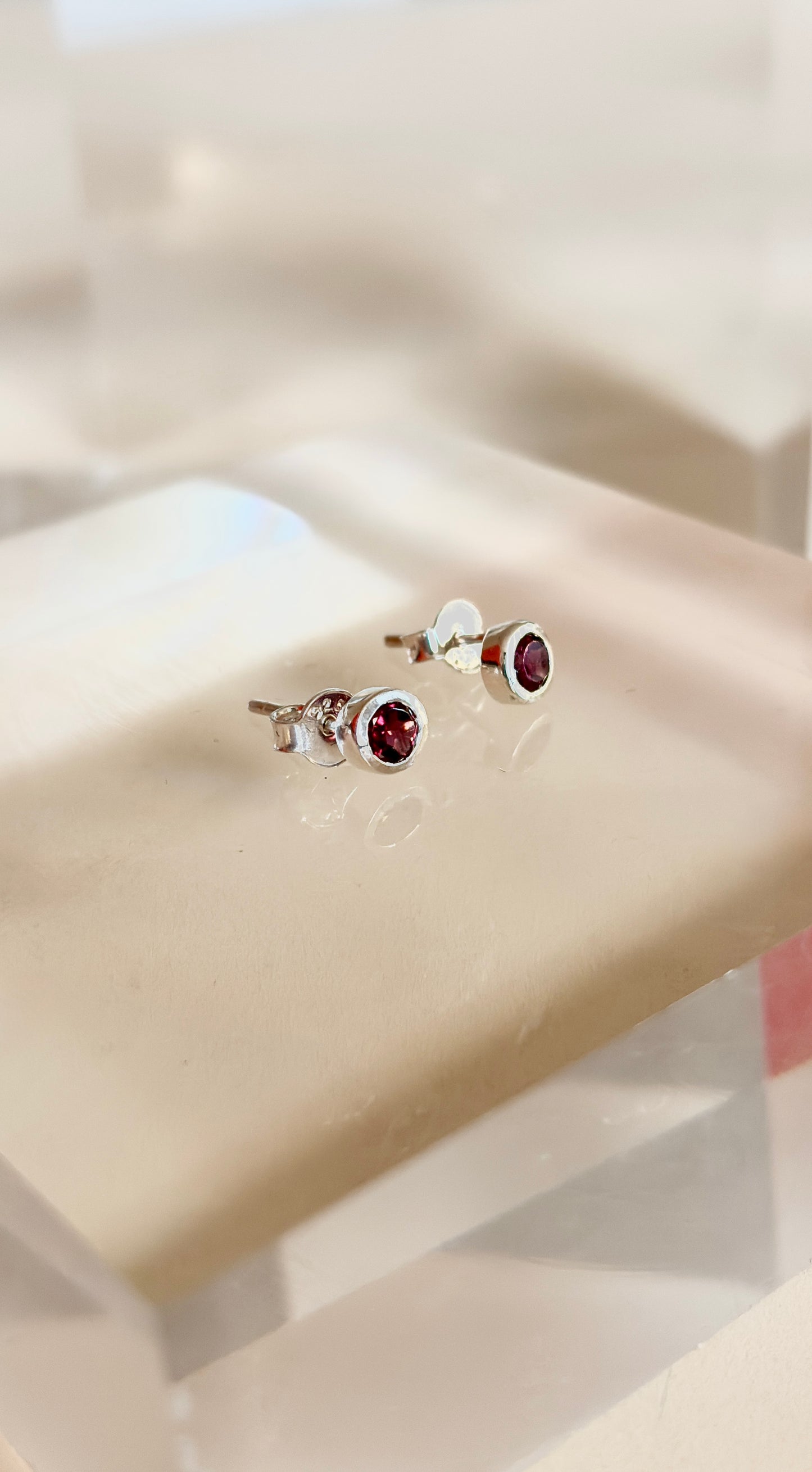Rhodolite Garnet Stud Earrings