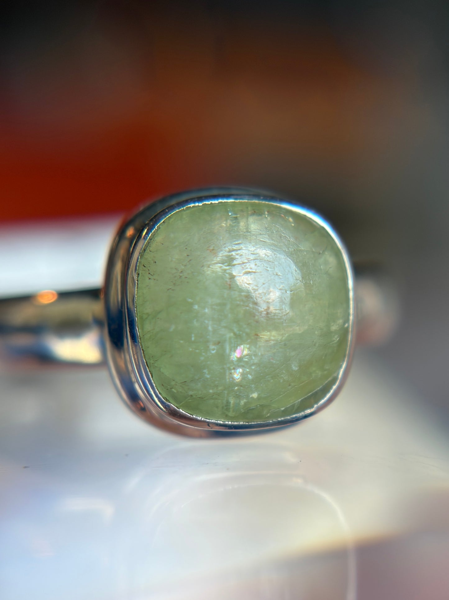 Green Kyanite Ring Size 6 Sterling Silver