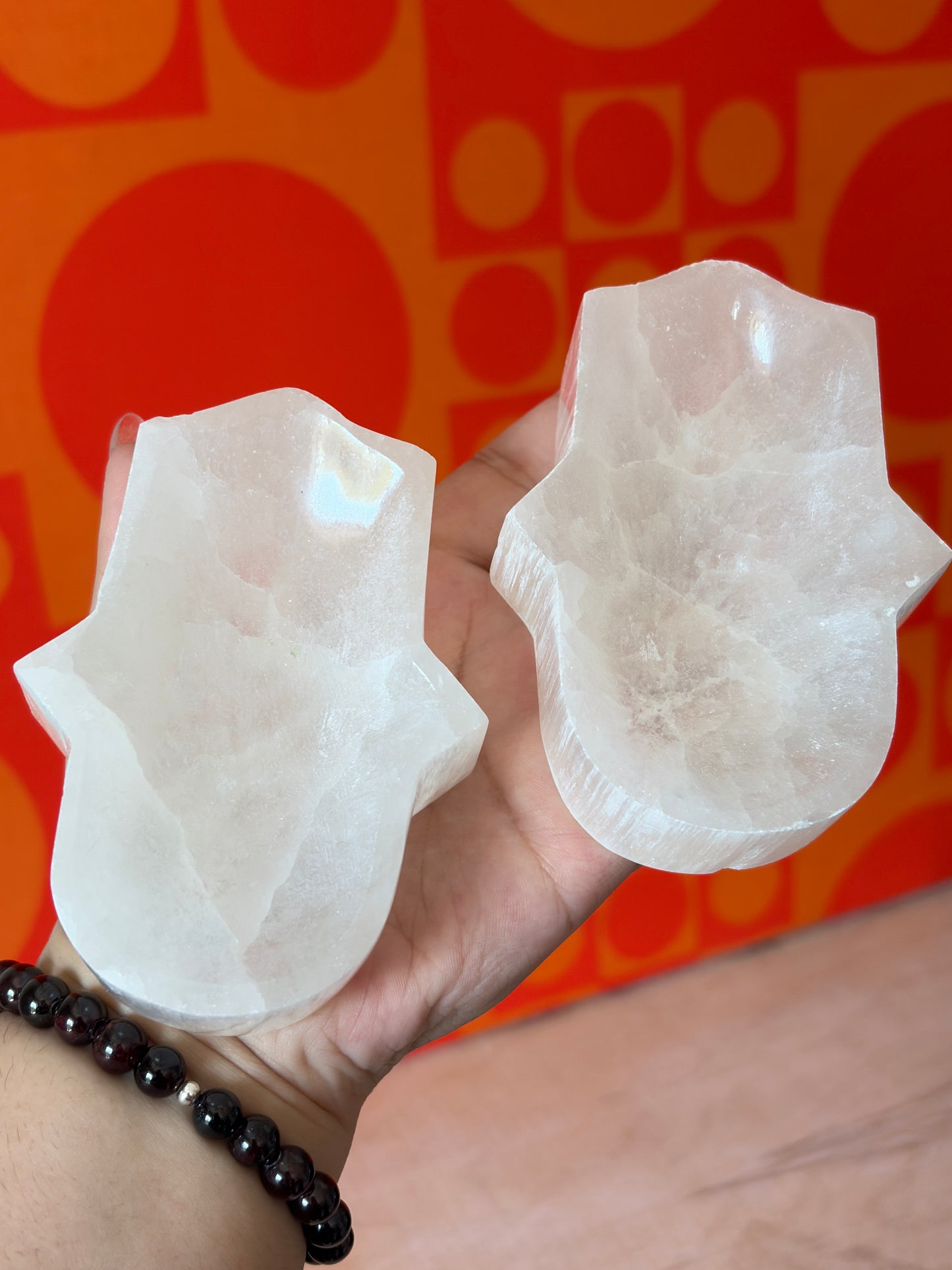 Selenite Hamsa Hand Bowl